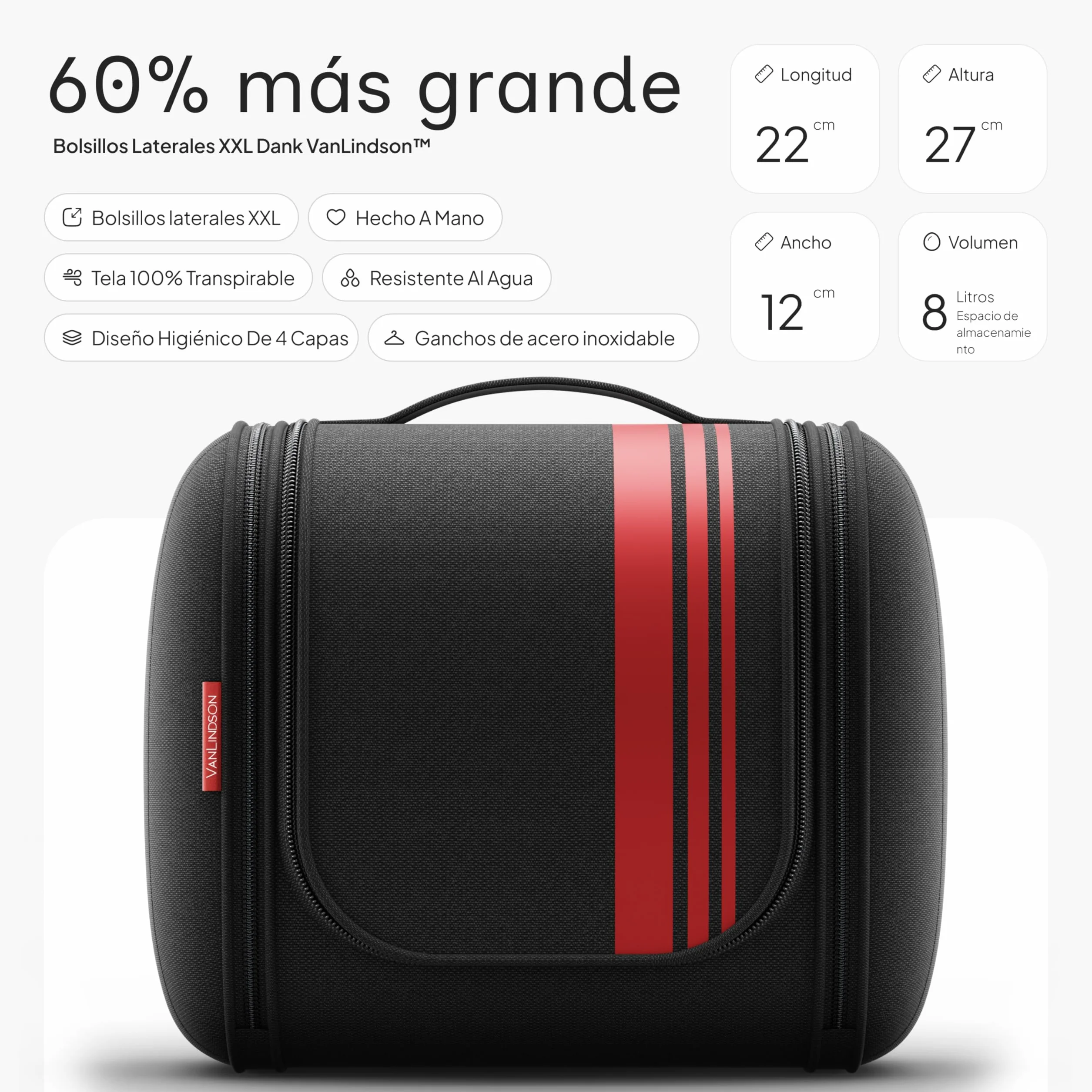 Luxury Neceser de Viaje [Diseño 2025, 8 litros de Espacio] - Neceser Maquillaje Organizador para Hombre y Mujer, Bolsa de Aseo y Viaje Colgante