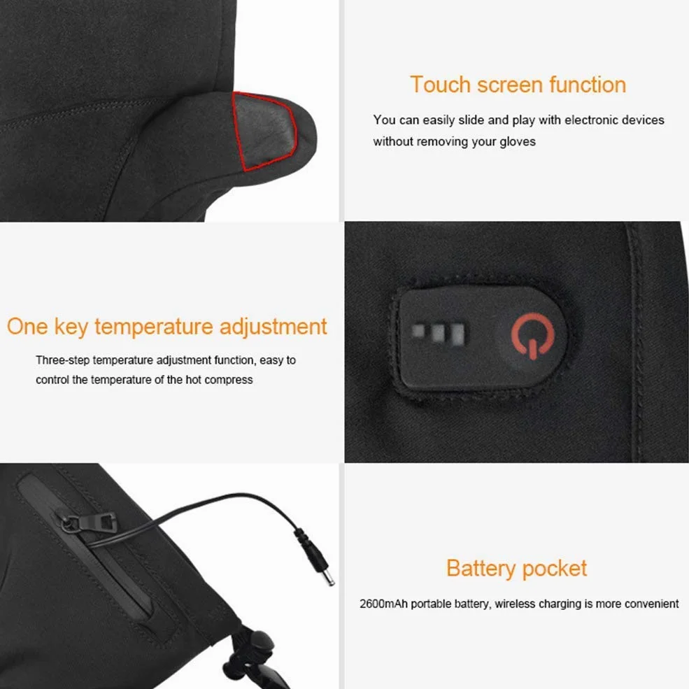 Guantes térmicos para Hombres, Mujeres, Guantes térmicos Recargables, Guantes Calentadores de Manos para Exteriores, Interiores, con Pilas, para Escalada, Senderismo, Ciclismo, inv