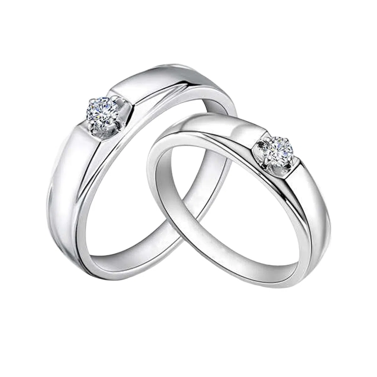 Anillo de compromiso de oro de 9 quilates, apto para bodas de 0,1 ct, oro auténtico 375, alianzas de boda de 4,5 mm para hombres, talla 70 (22,3)