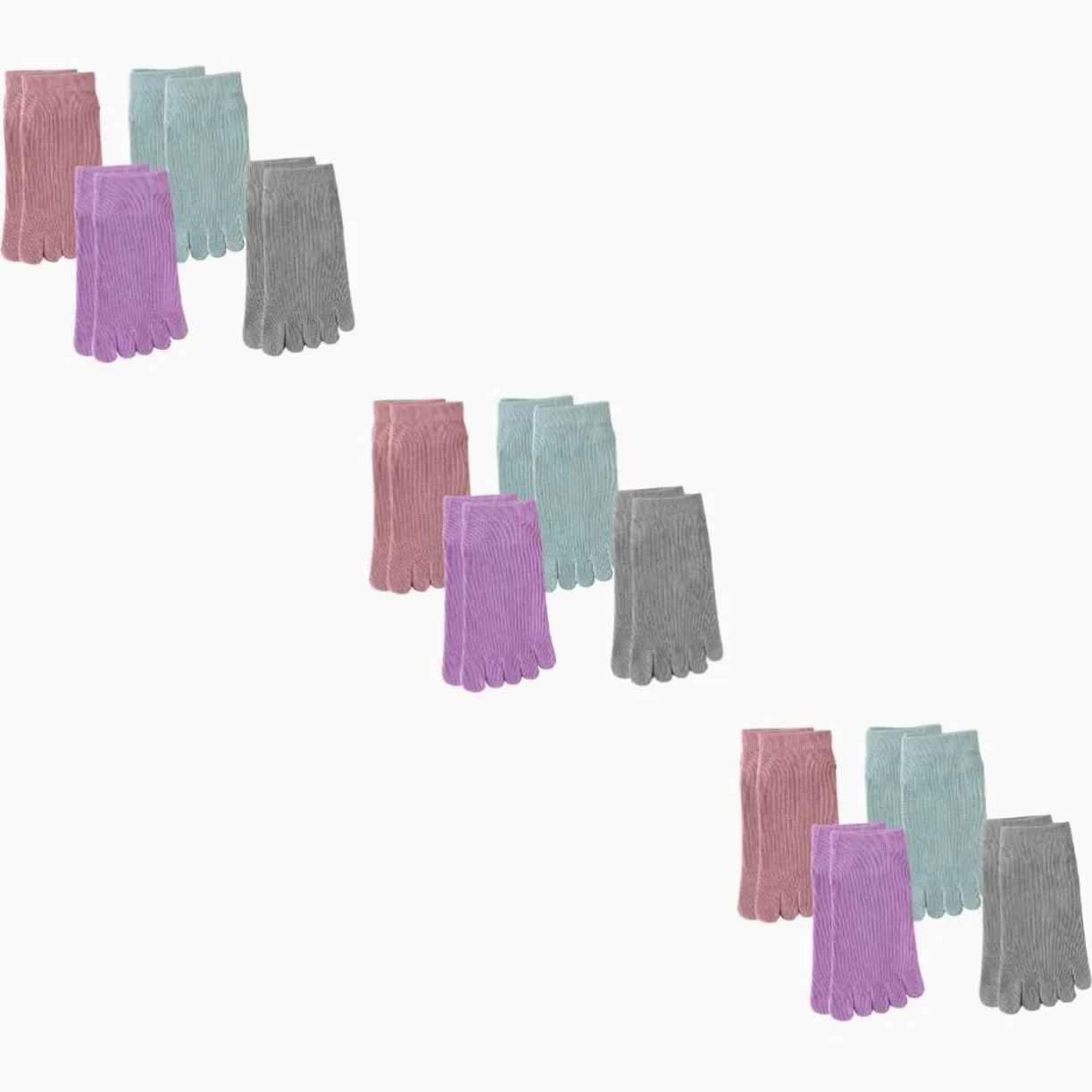 PACKOVE 3 Series Calcetines De Punta Calcetines De Mujer Cortar Mujer Invisibles De Cinco Dedos Bajo De Algodón Para Mujeres Cortos 4 Pares*3