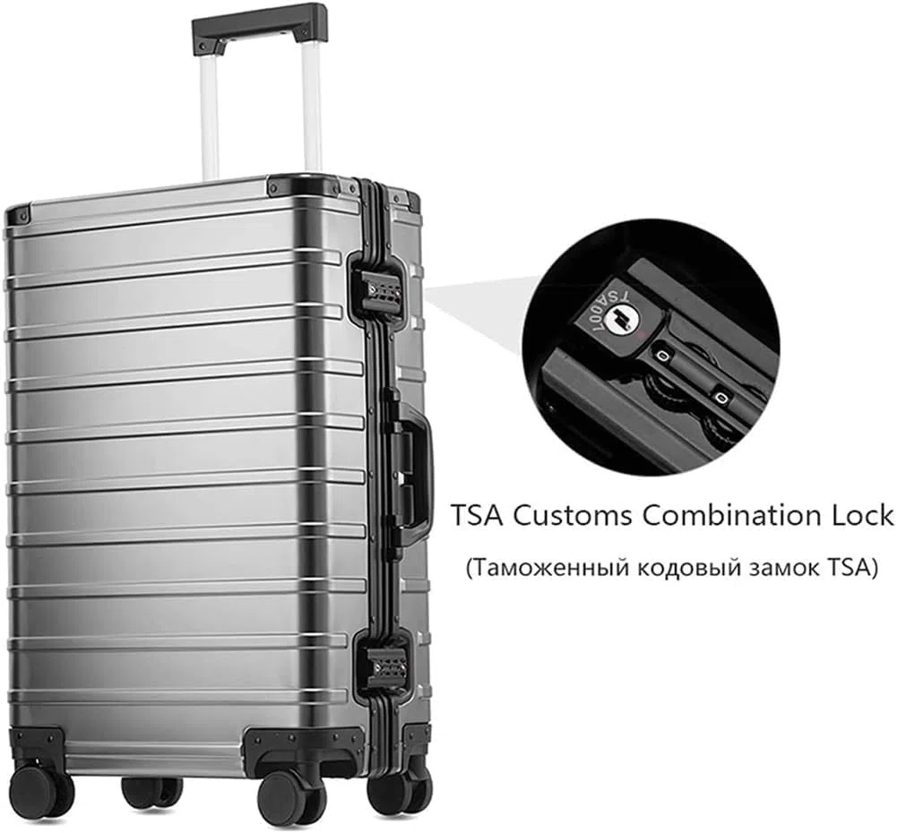 Maleta Maleta Comercial, Equipaje de aleación de Aluminio y magnesio, Resistente a los arañazos, Maletas con Palanca Ajustable de Gran Capacidad Bolsas de Viaje