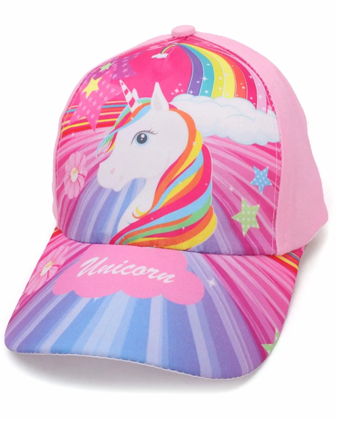 Gorra de Béisbol para Niñas Gorra de Camionero para Niños Gorras Ajustables con Visera de Sirena, Unicornio Rosa Colorido