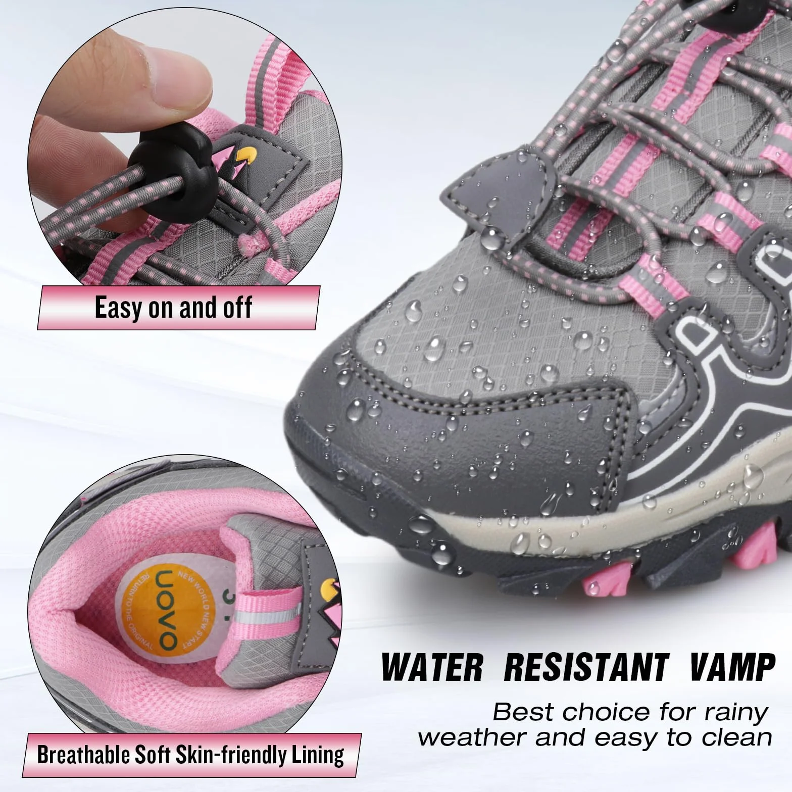 UOVO Zapatos de invierno para niños Botas de nieve para niños Zapatos con forro cálido Zapatillas de caña media Talla 28-39