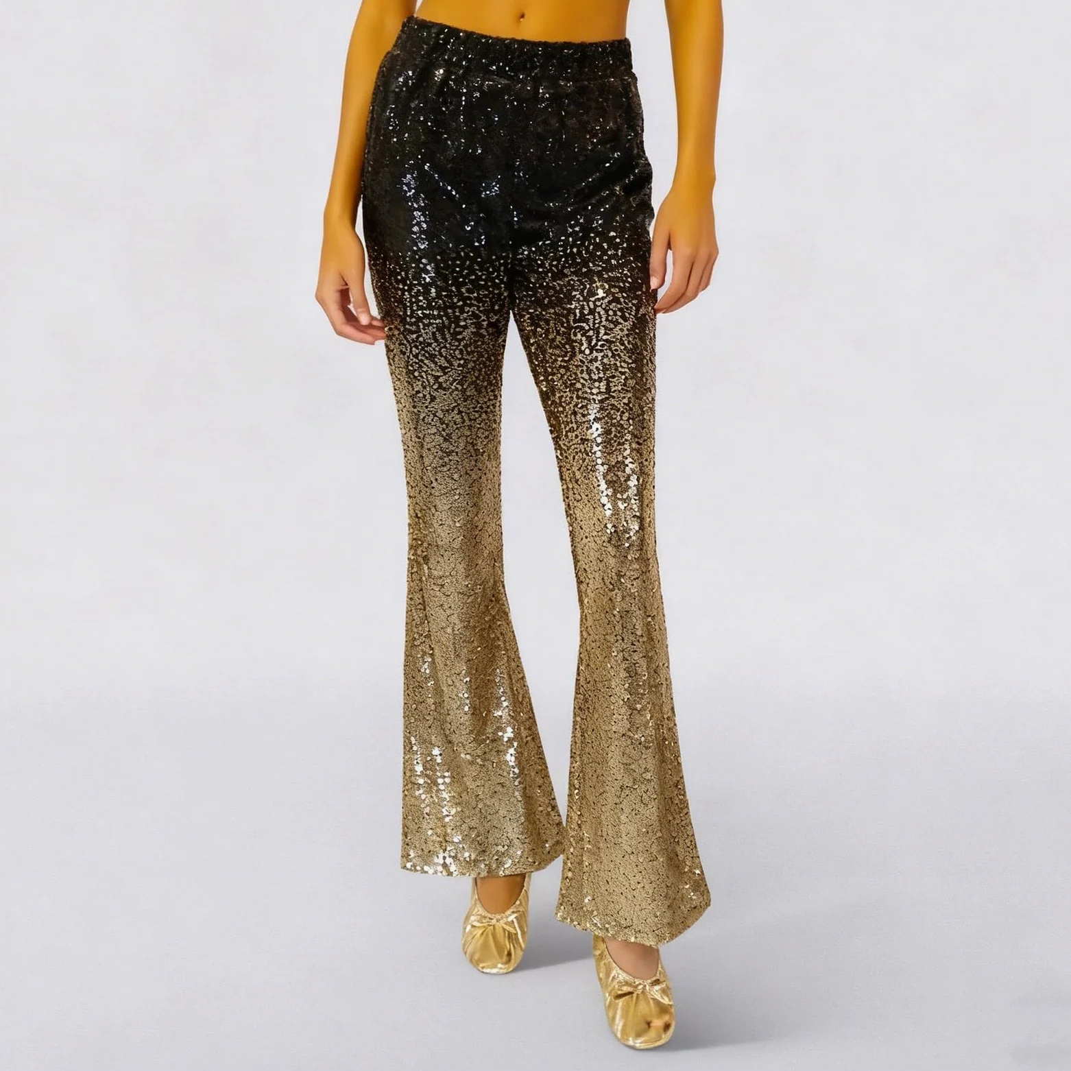 Generisch Pantalones largos de estilo degradado para danza, espectáculos de teatro, noches de club de jazz, elegantes pantalones elásticos
