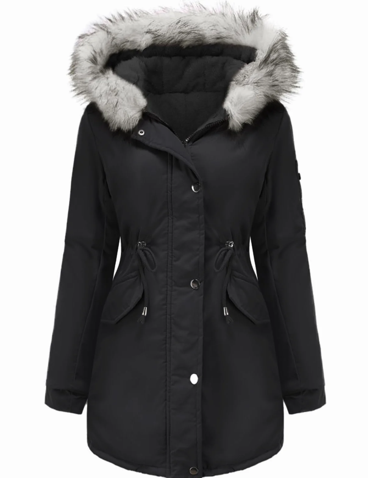 Tuopuda Abrigo Parka Mujer Largo Capucha Gruesa Chaqueta Cremallera Invierno Prueba Viento