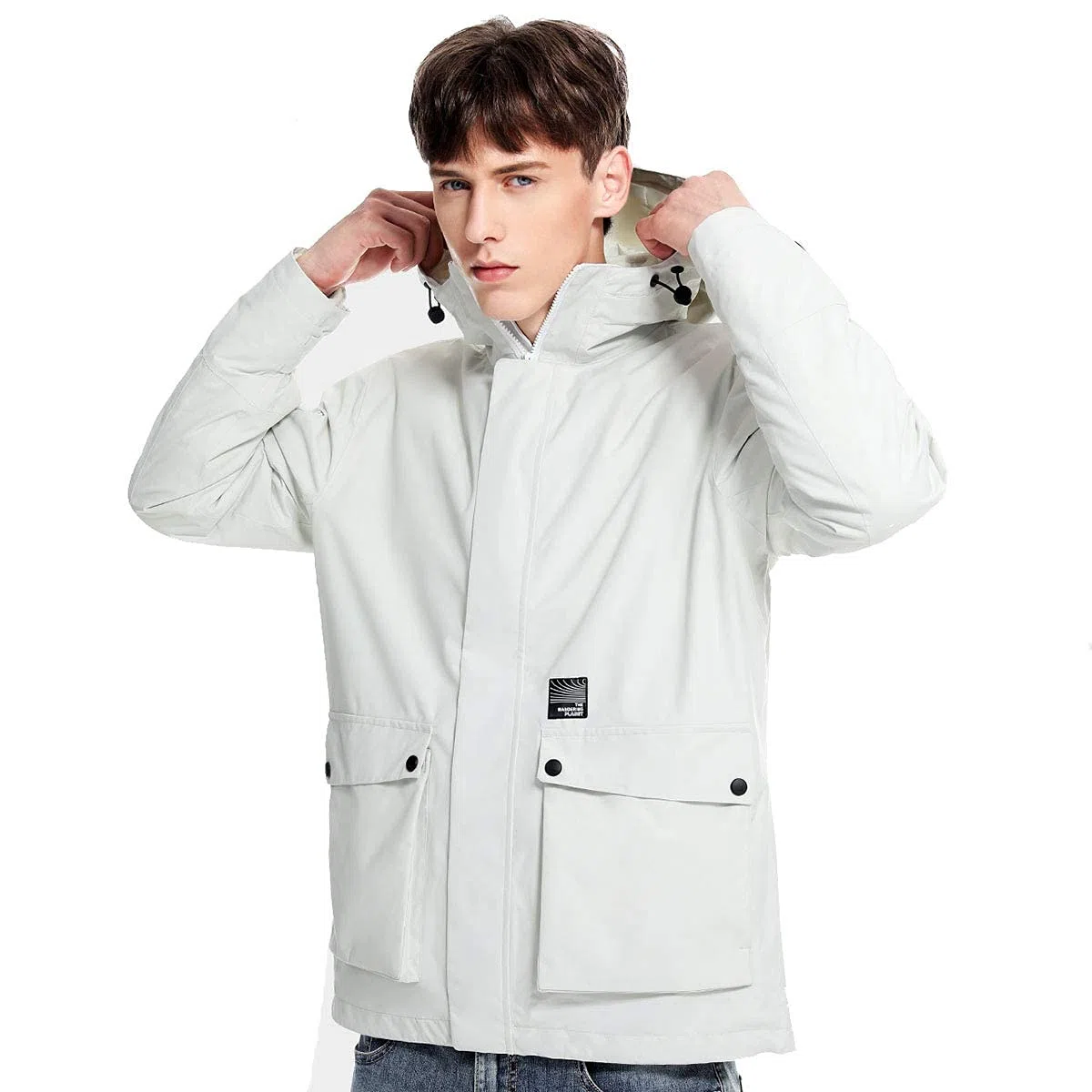 MU Chaqueta de Esquí a Prueba de Agua de Los Hombres 3 en 1 Windoorvientos Winter Warmable Warmable Abrigo Cómodo Cómodo Fleece Ropa Interior/White/S