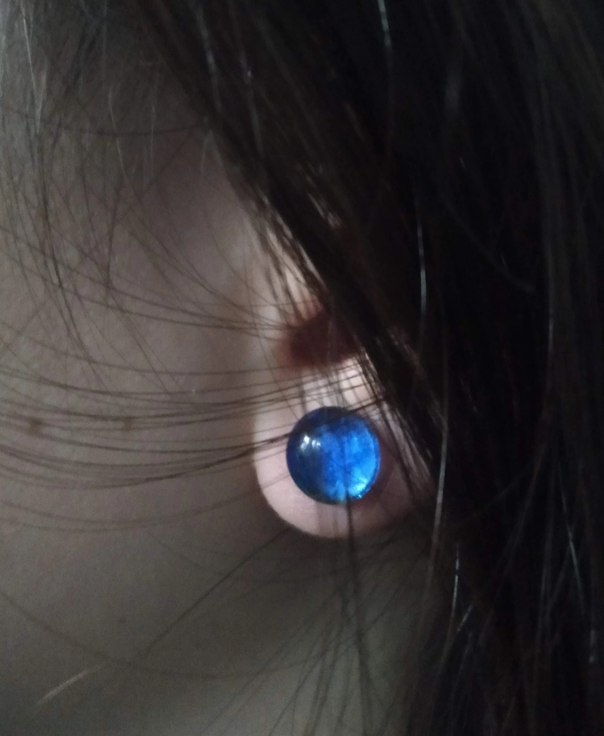 Pendientes de vidrio artesanal azul transparente