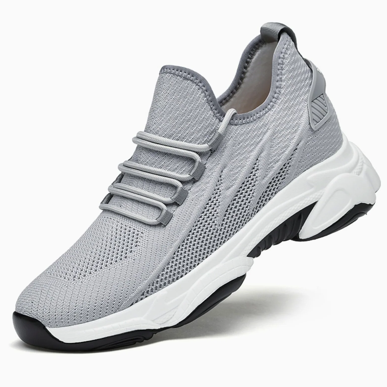 Zapatillas deportivas para hombre elevadas de 6 cm en malla, zapatillas de cuña Slip-on con cordones elásticos, tenis de malla transpirable, zapatillas de verano, suela gruesa con cremallera | caminar