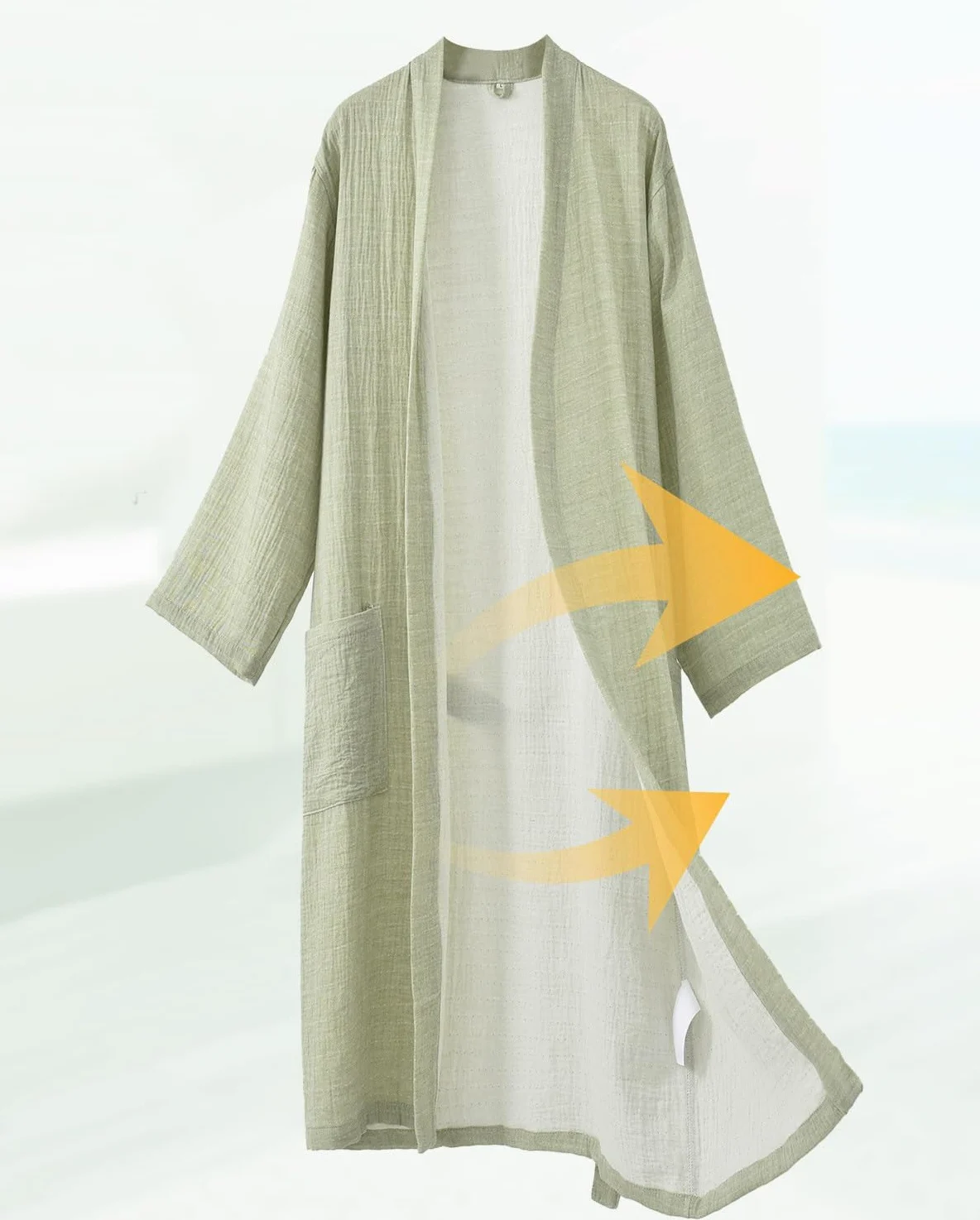 Bata unisex de gasa 100% algodón Bata de baño tipo kimono ligera de hilo teñido Ropa de dormir absorbente de muselina para spa para mujer