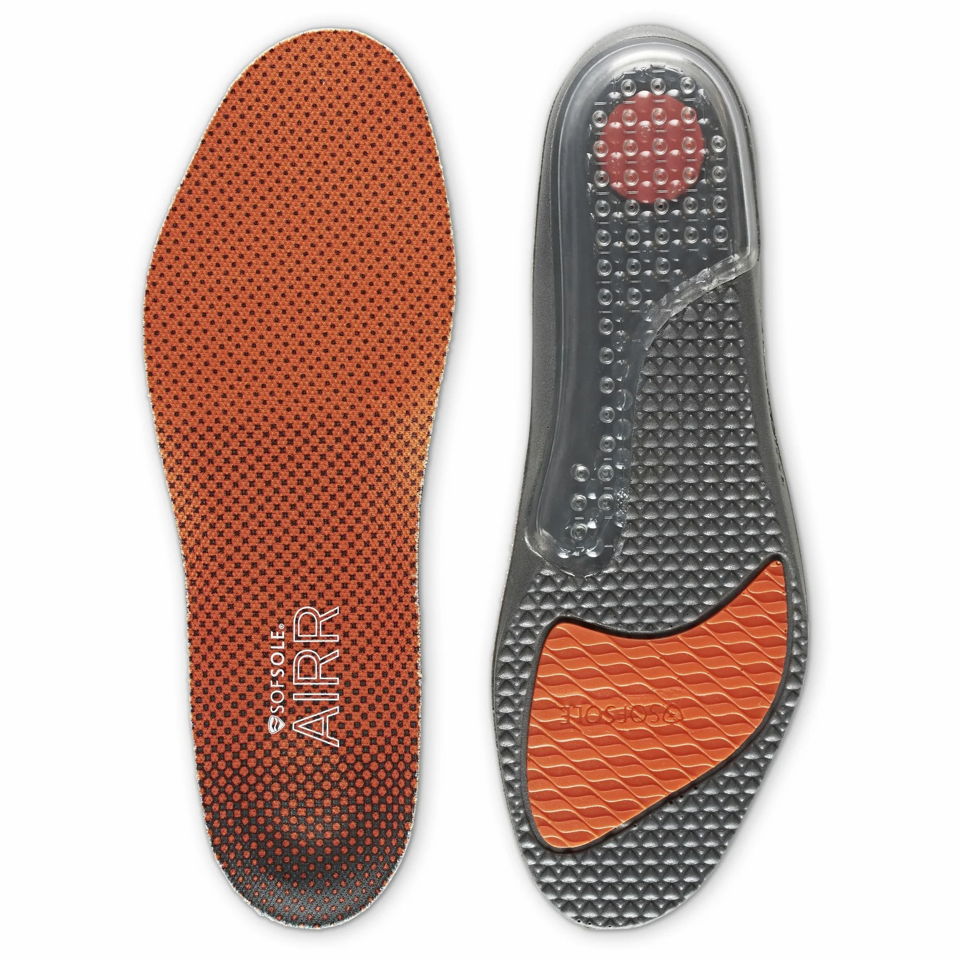 Sof Sole Plantillas AIRR Performance de gel de longitud completa para zapatos para hombre, Naranja, 13-14