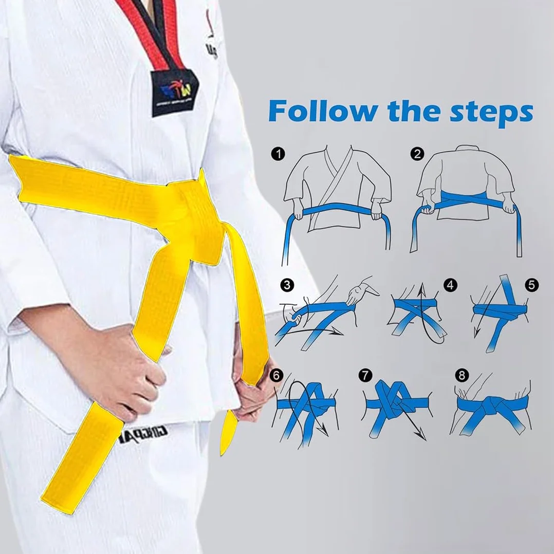 Cinturón de Taekwondo Judo Karate 220 cm para Niños y Adultos