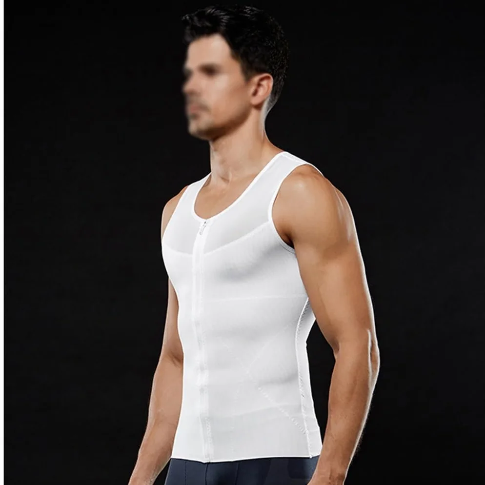 HLTYGWX Fajas para Hombres Control de Barriga Cuerpo Completo Adelgazante Body Cremallera Busto Abierto Esculpir