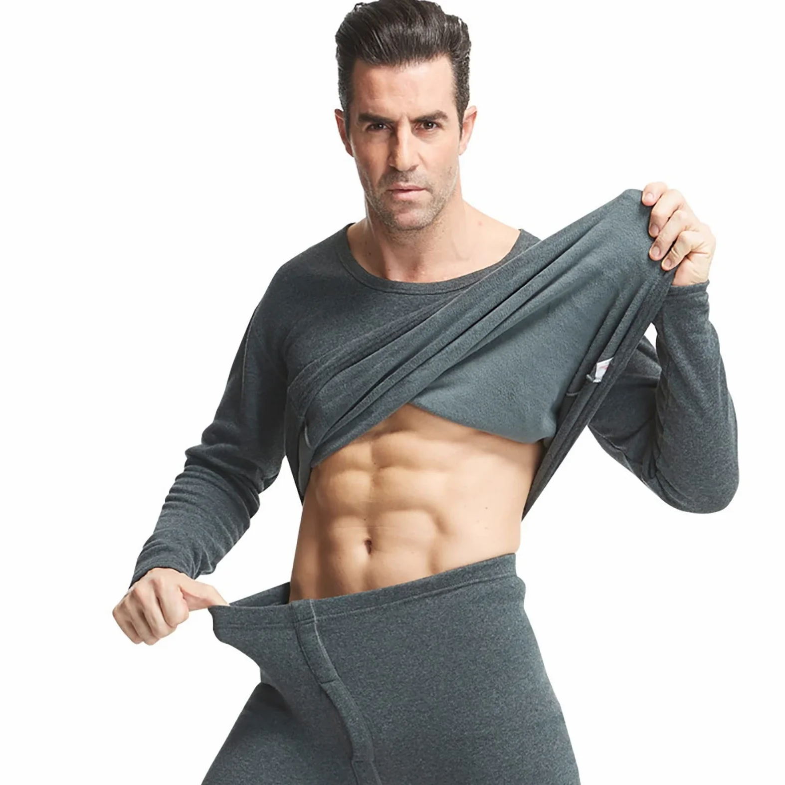 WHSPORT Ropa Interior Termica Hombre Conjuntos Térmicos Ropa Interior para Esquí Térmica y Funcional para Running Ciclismo Esquí Correr Fitness Ciclismo (Color : Gray, Size : 3XL)