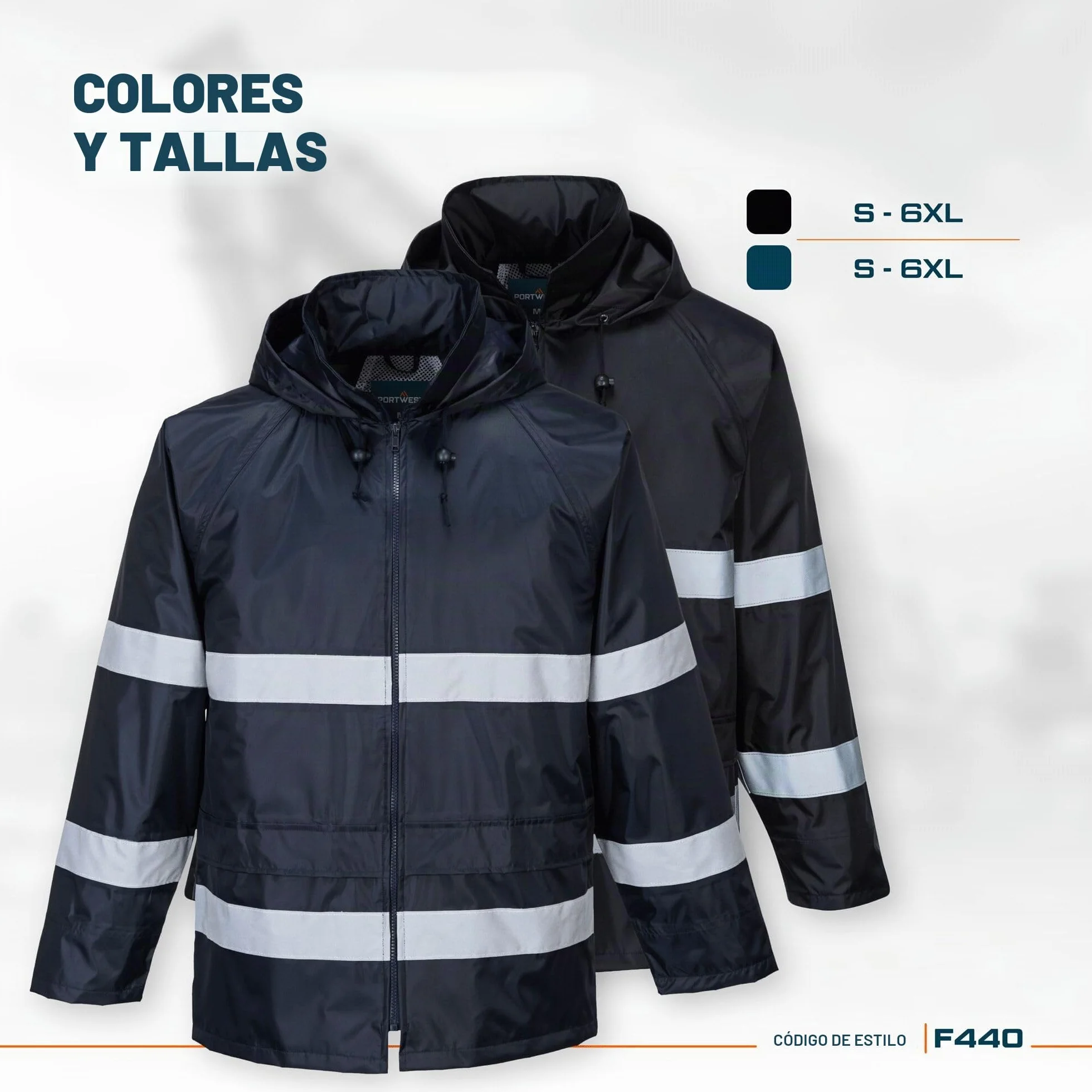 Portwest Chubasquero Iona Classic, Tamaño: XL, Color: Negro, F440BKRXL