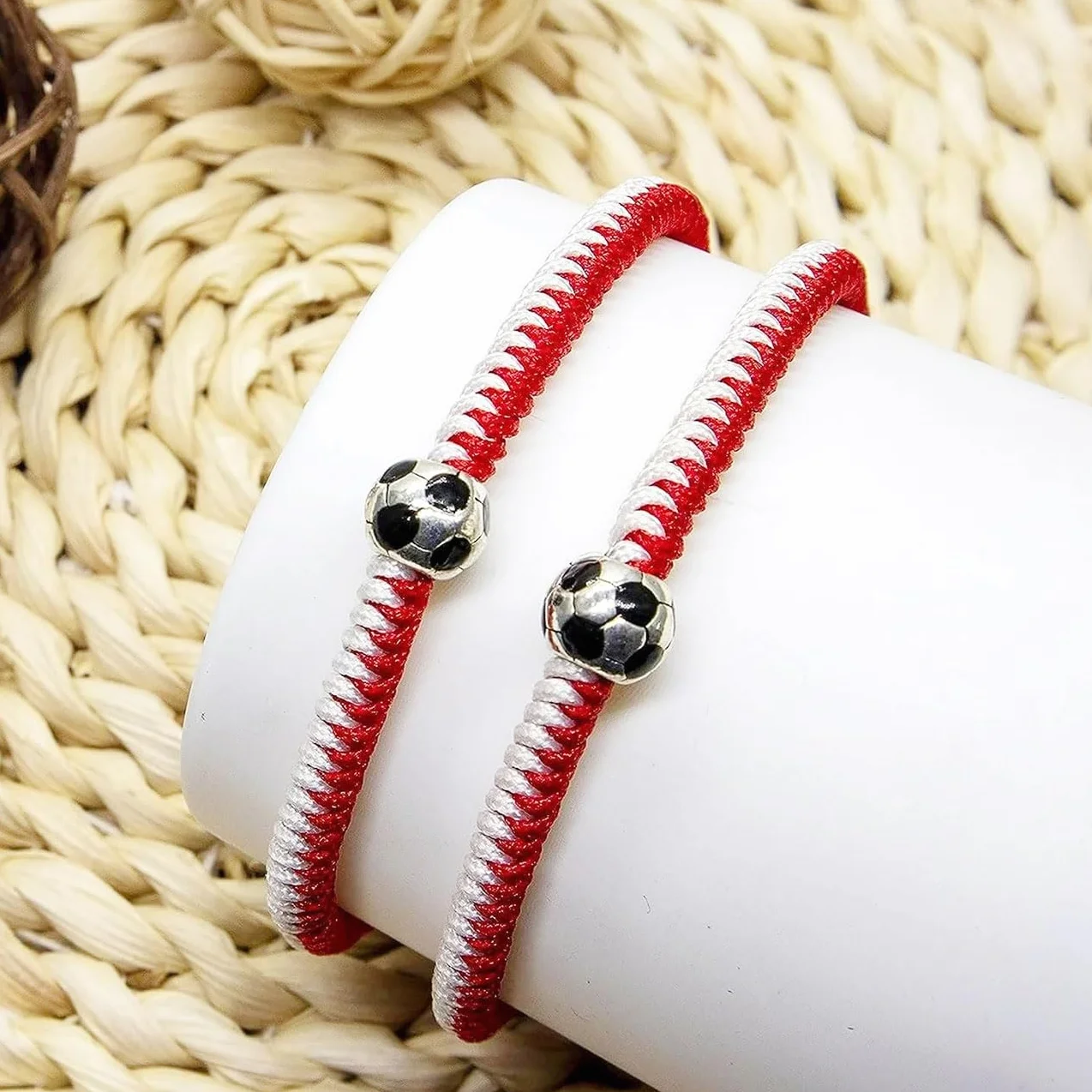 Lote de 2 Pulseras de Fútbol para Niños, Pulseras de la Amistad Ajustables, Pulsera Tejida Ajustable, Regalo de Fútbol para Cumpleaños de Niños Deportistas, Adolescentes, Niñas y Niños, B