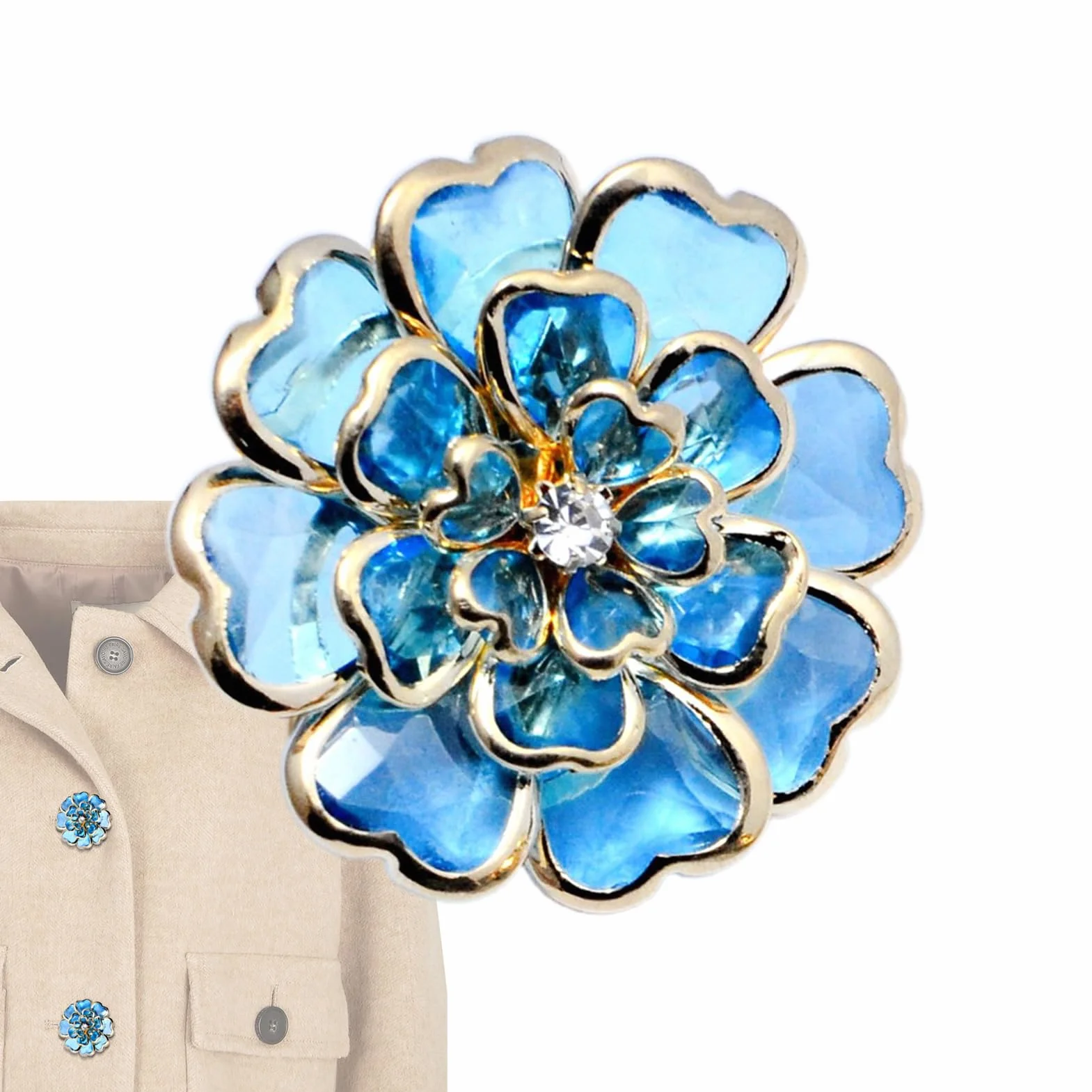 Fundas de botones de flores para mujer, camisas con diamantes de imitación, gemelos, clips decorativos, kit de costura, accesorios de vestir