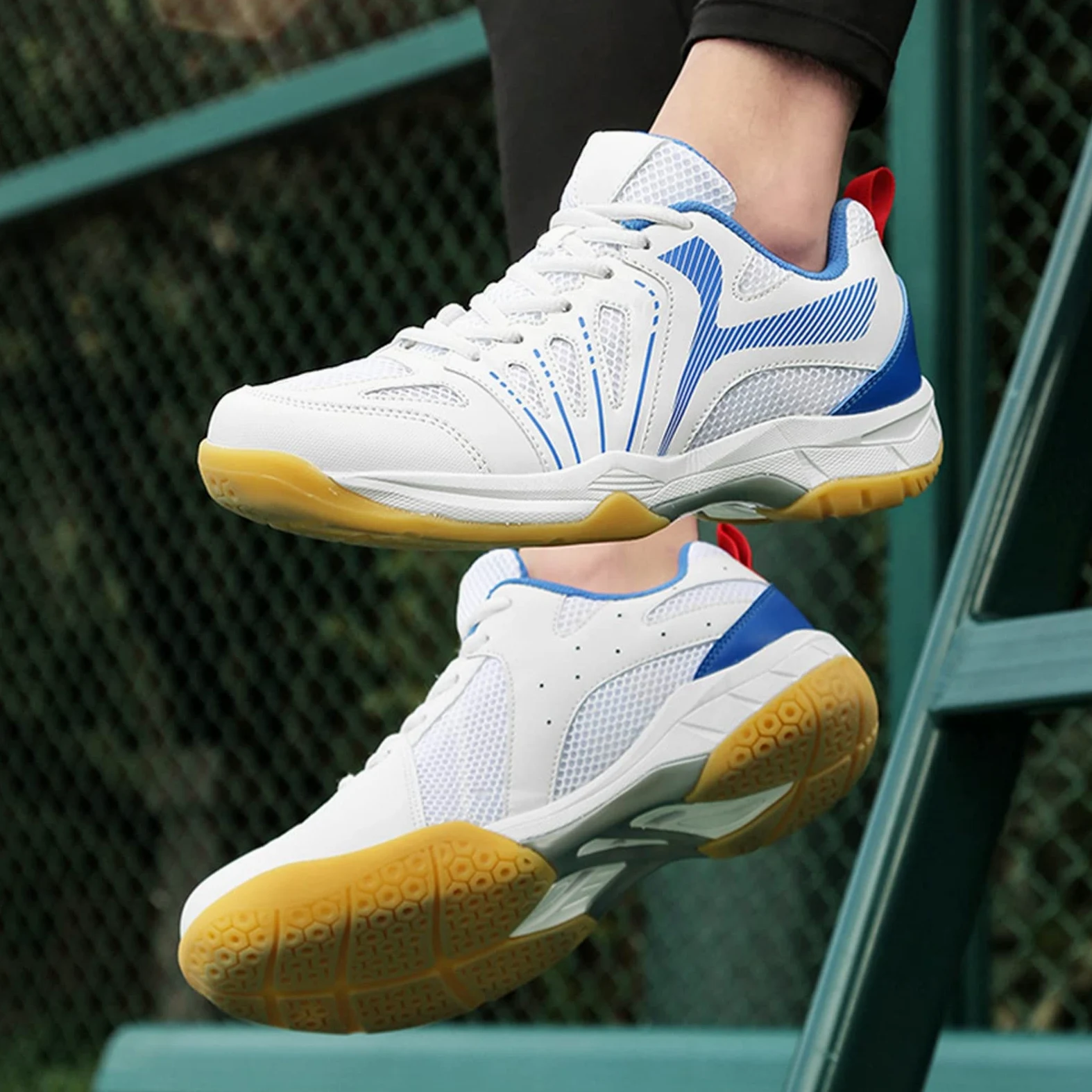 SDEQA Zapatos De Bádminton para Hombres Zapatos De La Corte Interior Zapatillas Antideslizantes De Tenis Deporte Transpirable para Tenis De Tenis De Calabaza Tenis
