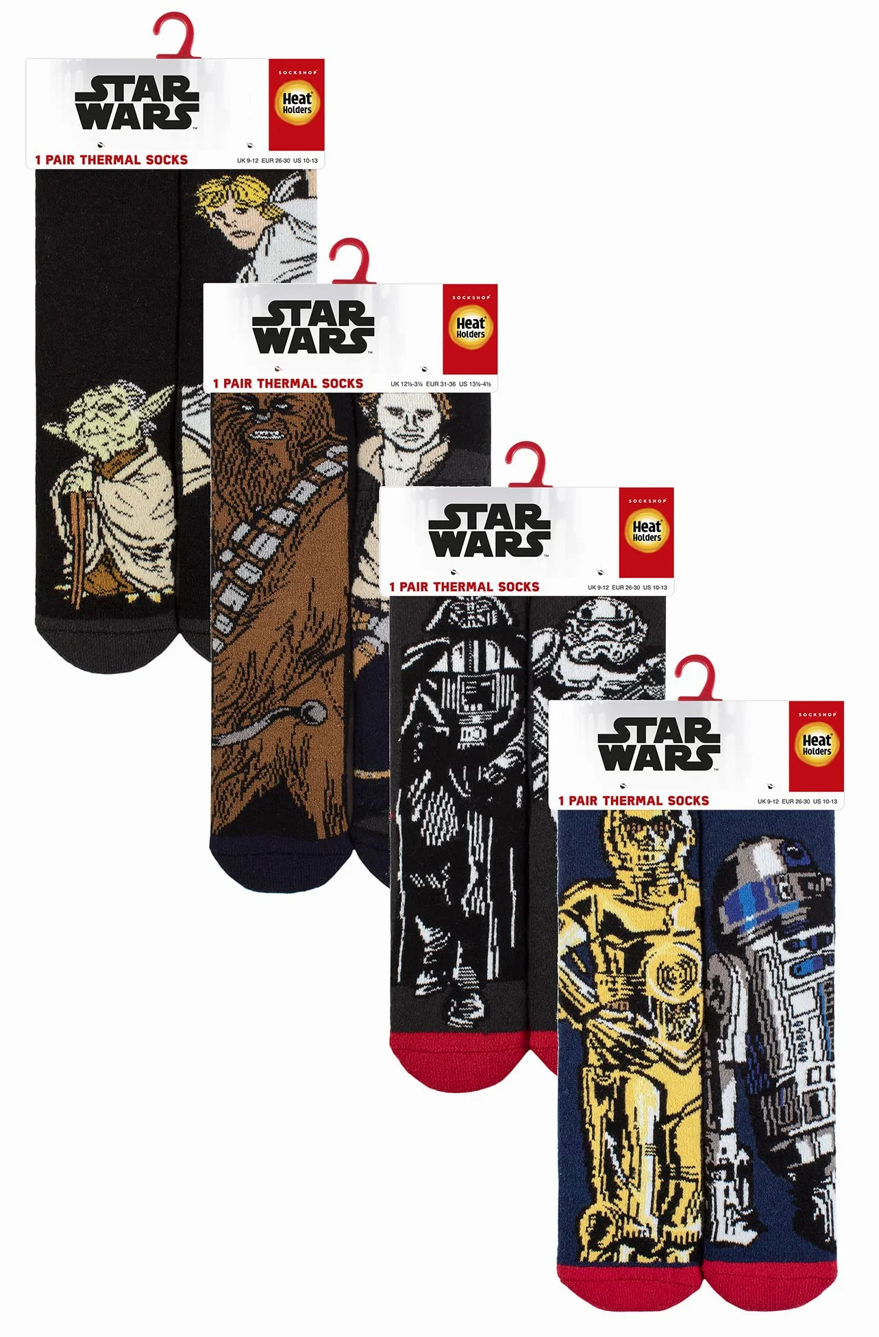 HEAT HOLDERS - Pack De 4 Pares De Calcetines Térmicos Star Wars Para Niños, Gruesos Y Cálidos
