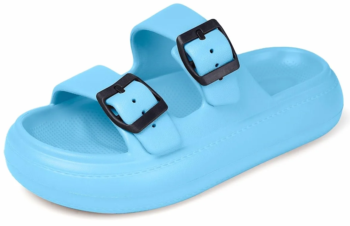 Gaatpot Zapatilla de Baño Niños Niña Chanclas Zapatos de Playa y Piscina Ajustable Doble Hebilla Sandalias Antideslizantes Azure 31/32 EU