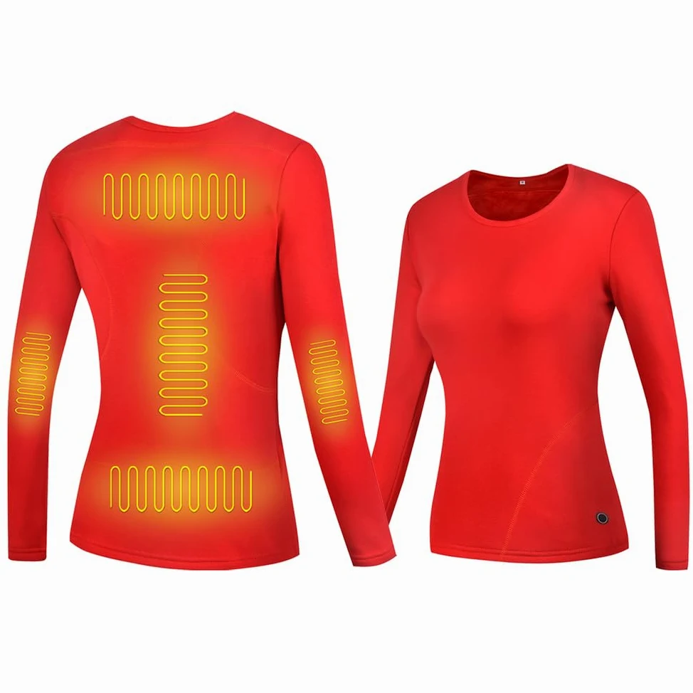 Camisa Térmica con Calentador, Camisa De Manga Larga Térmica Eléctrica para Mujeres, Top De Base con 5 Áreas De Calefacción para Senderismo Y Esquí