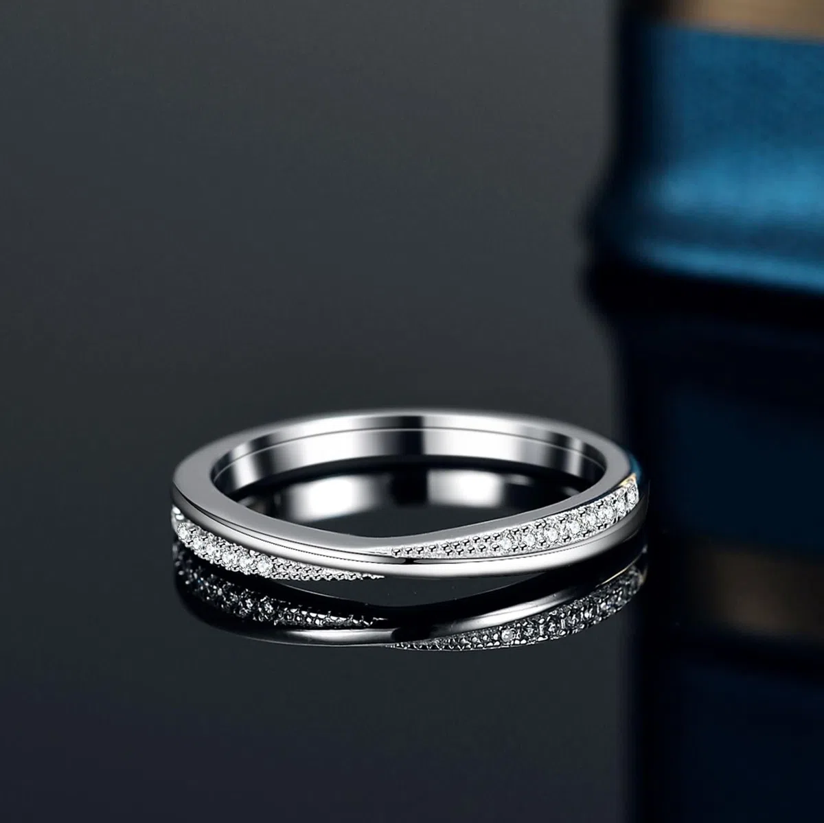 Anillo de oro para mujer, oro blanco, alianzas delicadas con diamantes, anillos de boda de oro auténtico para mujer