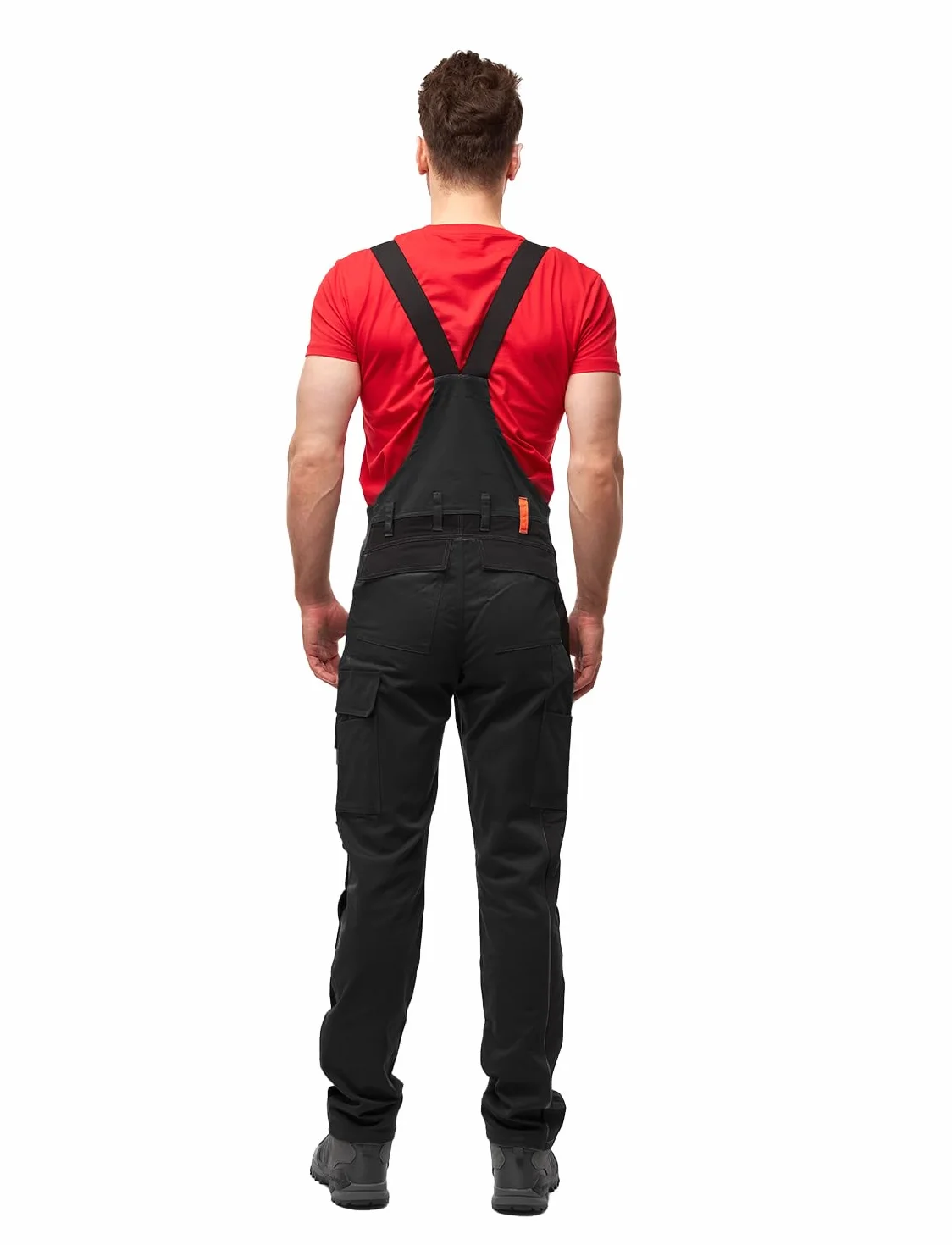 strongAnt Pantalón de trabajo para hombres, pantalón con tirantes de estiramiento, pantalón de trabajo con bolsillos para rodilleras, negro, gris, blanco