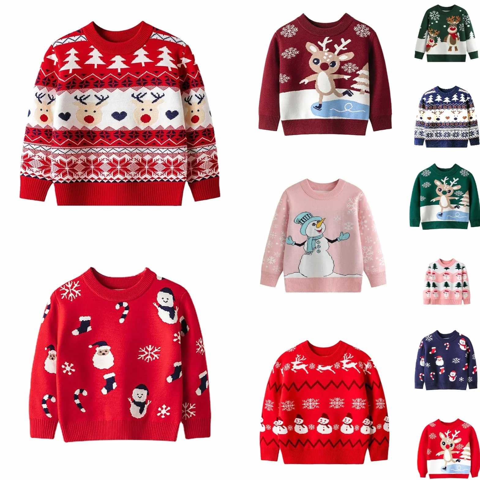 Jersey Navideño Niño Suéter Navidad Sudadera Invierno Niña Copos de Nieve y Reno Prendas de Punto Jersey Navideño Niña Ropa Navidad Bebe Pullover Cálido