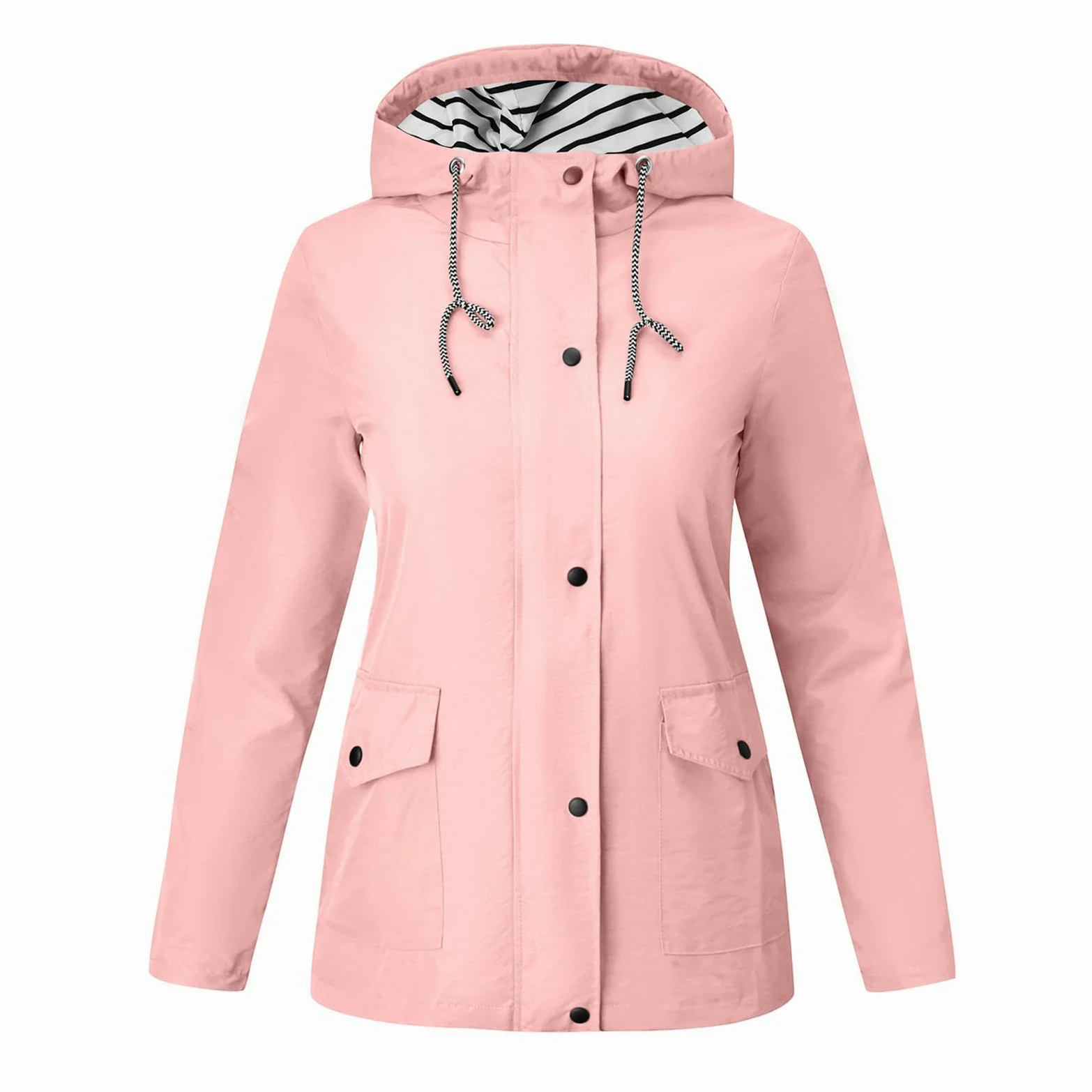 Genérico Chaqueta De Mujer-Chaqueta Impermeable Para Mujer Con Capucha Ligera De Manga Larga Cortavientos Con Cremallera CordóN Y Bolsillos