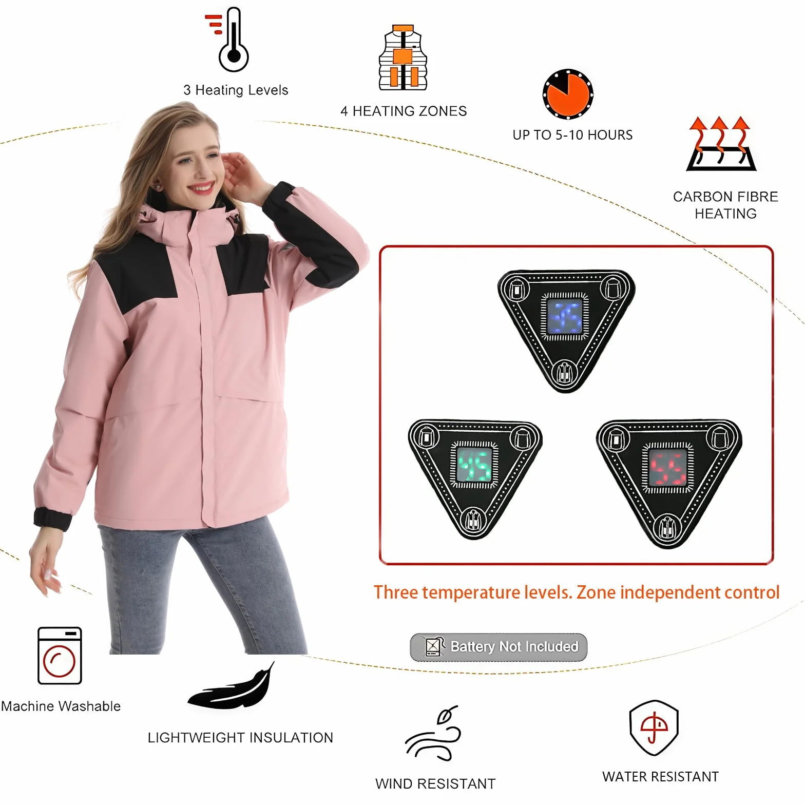 Monave Chaqueta Calefactable Mujer Grafeno 4 Elementos Calefactores Chaleco