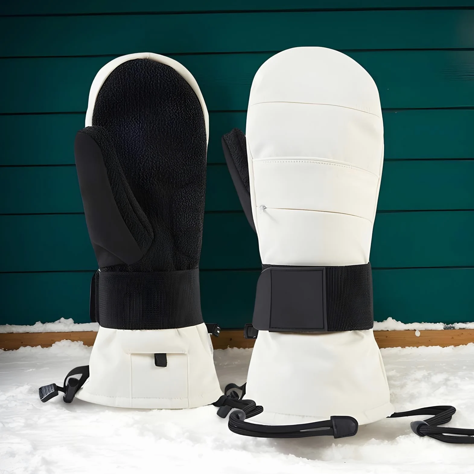 Guantes de invierno para motocicleta, guantes cálidos para pantalla táctil, con protector de muñeca, guantes de equitación con forro polar, para hombre, invierno, motocicleta, esquí, clima frío, nieve