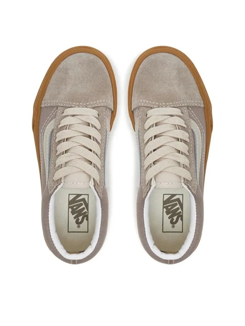 Zapatillas Deportivas para niños Old Skool, Suela de Goma Marrón, Gamuza y Lona Gris, Cordones Beige (Gris, Sistema Tallas Calzado EU, Niño (2-5 años), Números, Mediano, 32)