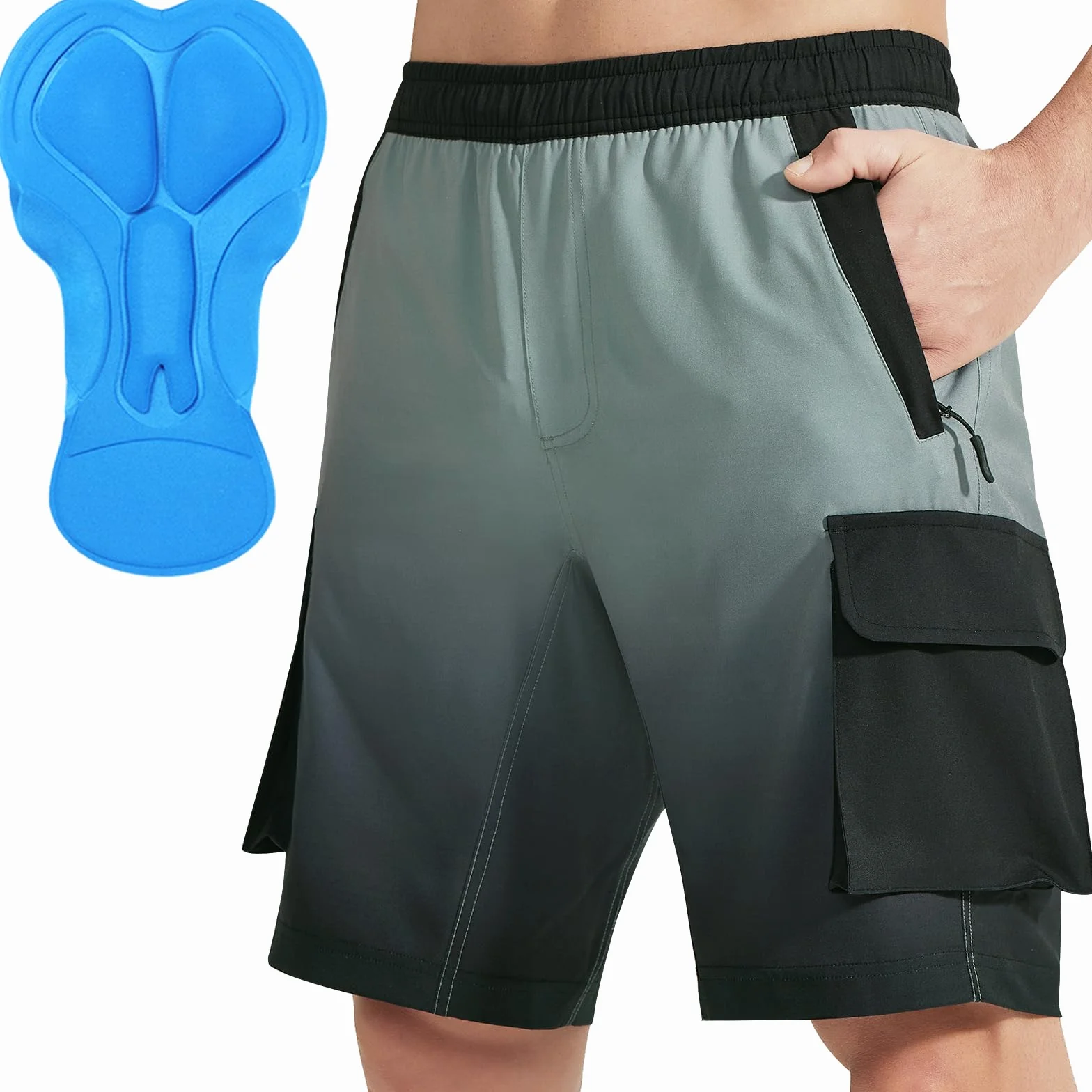VAYAGER Culotte Corto para Hombre MTB, Pantalón de Ciclismo con Acolchado 3D para Mountain Bike, Short Ciclista de Secado Rápido para Outdoor