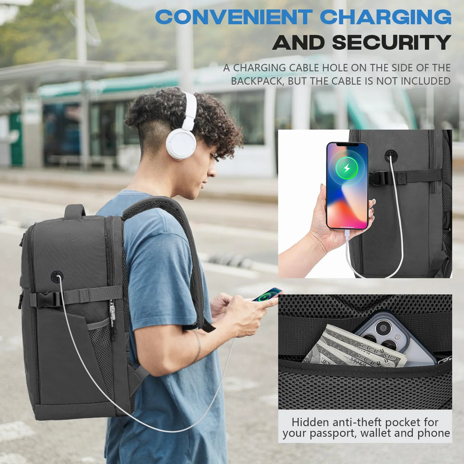 Xkdoai Mochila 40x30x20 Mochila Viaje Cabina Avion para Ryanair Wizz Air Easyjet Equipaje de Mano Bolsa Antirrobo Resistente Al Agua