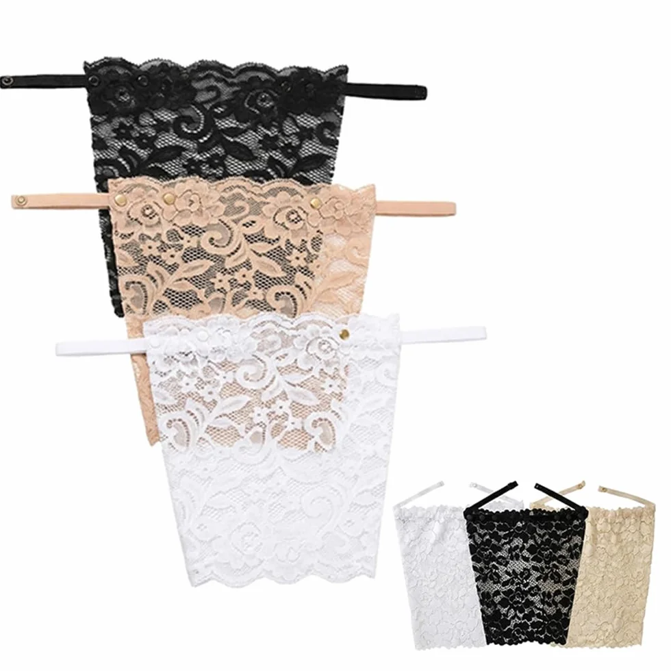 Pack de 6 Insertos de Encaje para Escote, Accesorio de Capas de Moda para Cuellos en V, Ideal para Oficina, Iglesia, Lactancia y Moda Modesta, 2 Diseños y 3 Colores