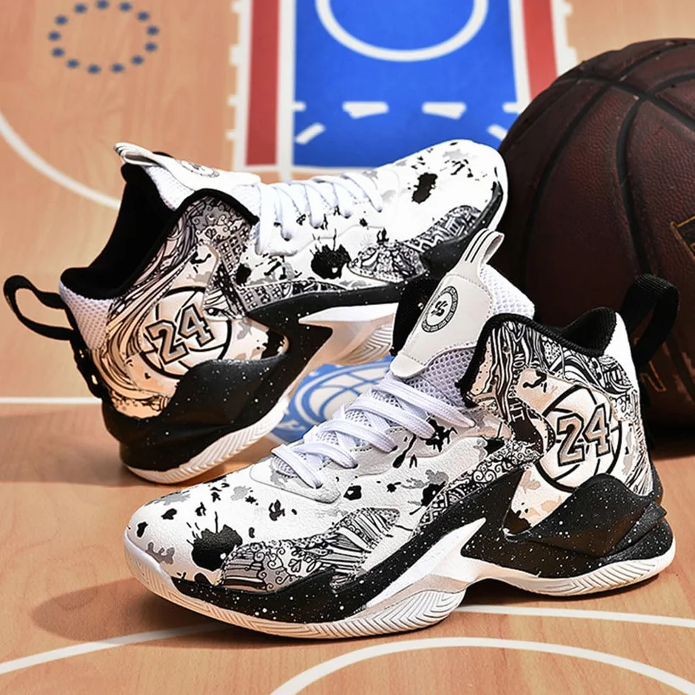 Zapatos de Baloncesto Hombre Mujeres Graffiti Caña Alta Unisex Antideslizantes Cómodos 35-45 EU