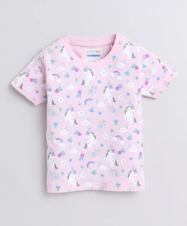 BUMZEE Peb9207 - Pack de 2 camisetas de algodón para niña, corte regular, media manga, para niña
