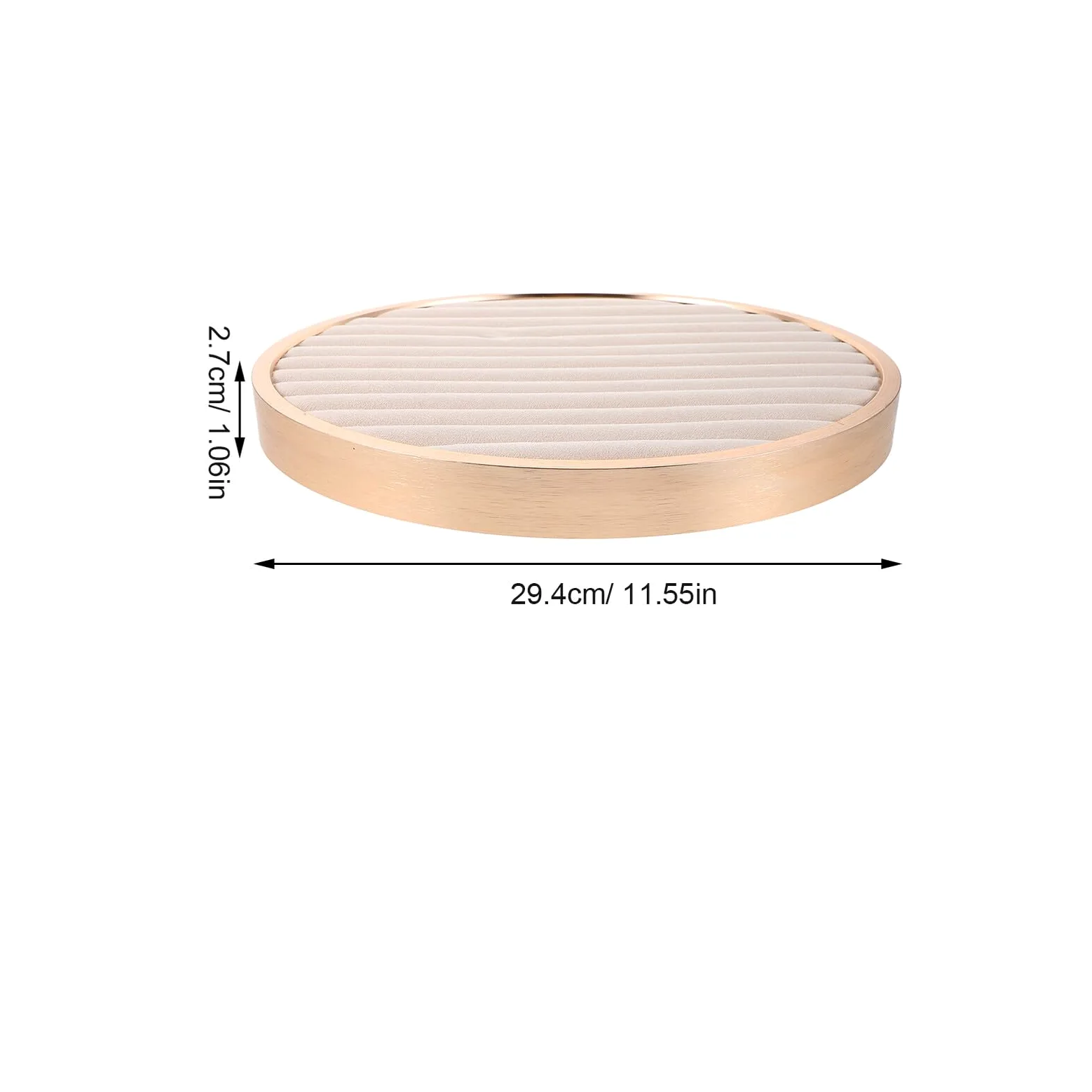 Bandeja de Exhibición de Joyas de Terciopelo Redonda Beige | Metal Ligero, para Collares y Abalorios, Uso en Fotografía y Viaje, Acabado Elegante Decorativo