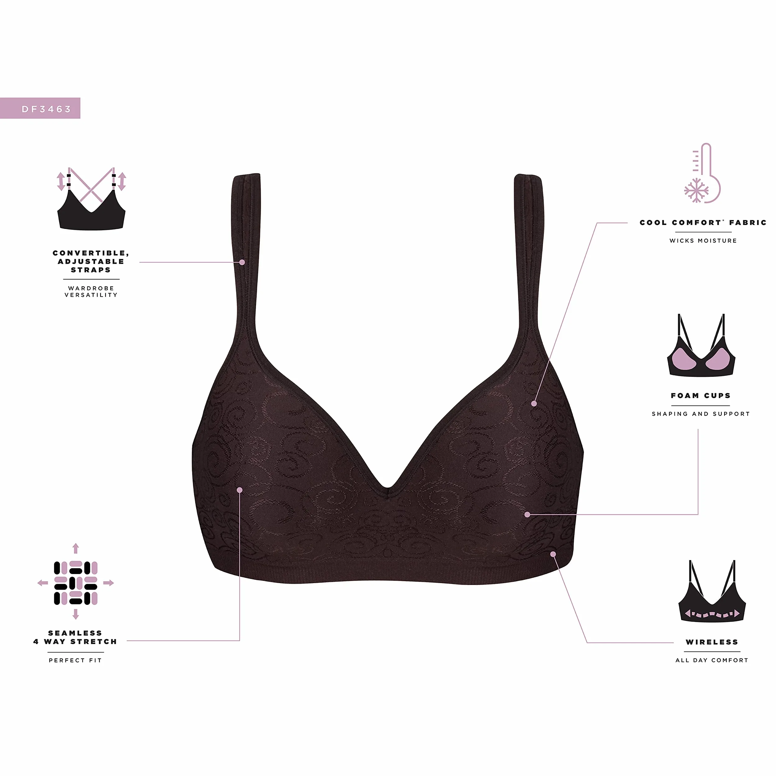 Bali Brasier Sin Varillas Comfort Revolution Sujetador Mujer (Pack de 1)