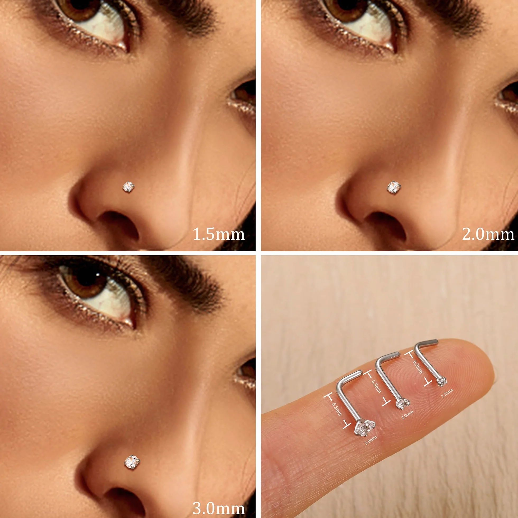 LOLIAS 12Pcs Piercing Nariz Oro Plata Piercing Nariz Acero Quirurgico 6/8/10mm Piercing Nariz Aro Piercing Septum Nostril Pendientes Nariz para Mujer Hombre 18/20G