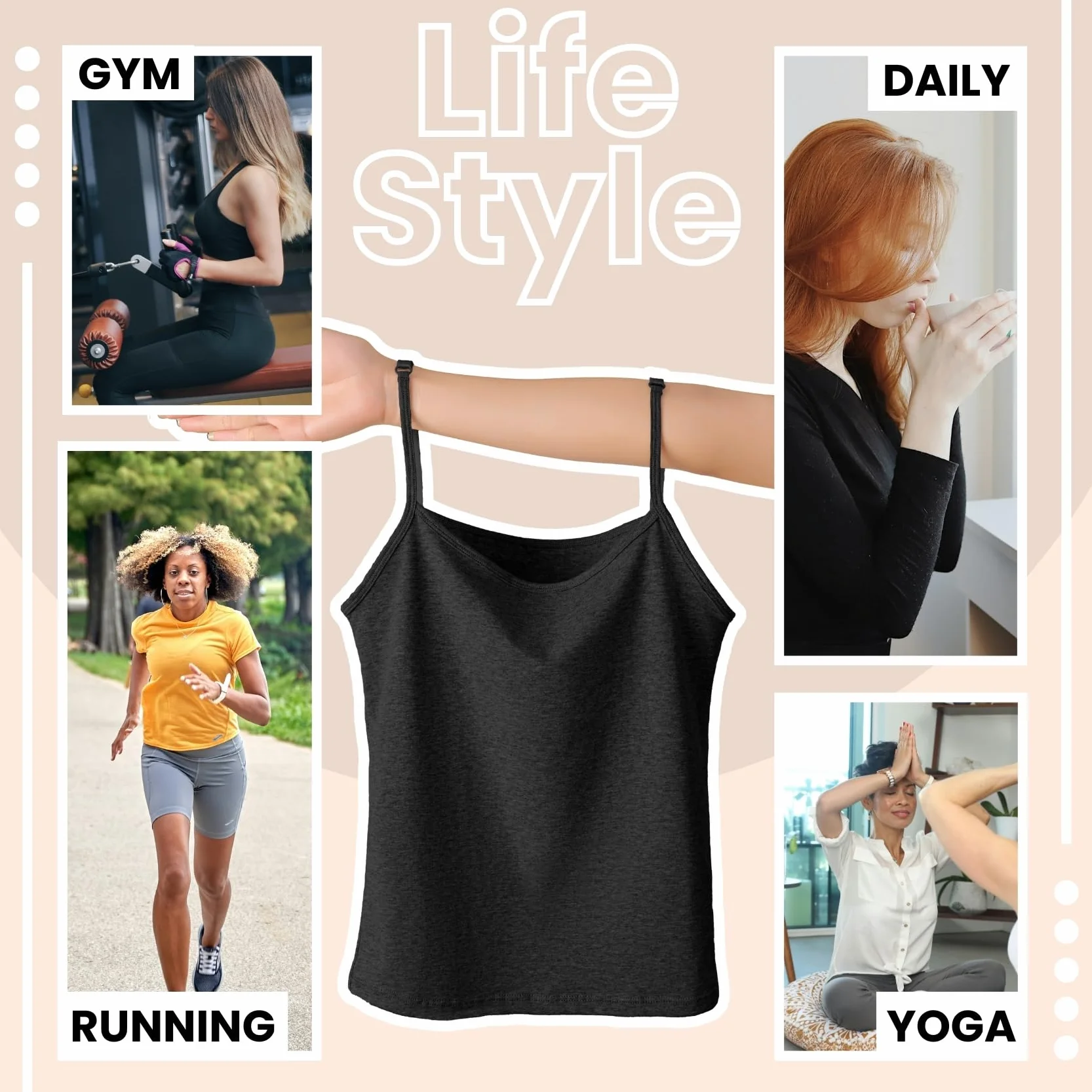 Camiseta de Tirantes Básica de Algodón para Mujer con Tirantes Ajustables sin Mangas Chaleco de Verano Suave y Ligero Ajustado y Casual Disponible en Pack de 3