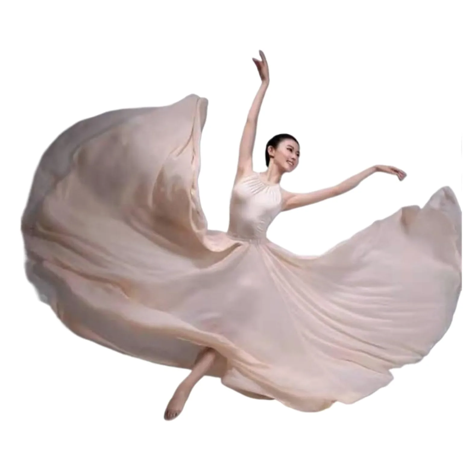 Falda Larga para Danza del Vientre, Disfraz de Danza clásica, Elegante Falda de Gasa para práctica de Danza del Vientre, 720 Grados, con Vuelo, para Ballet Moderno (Blanco, 540 x 8