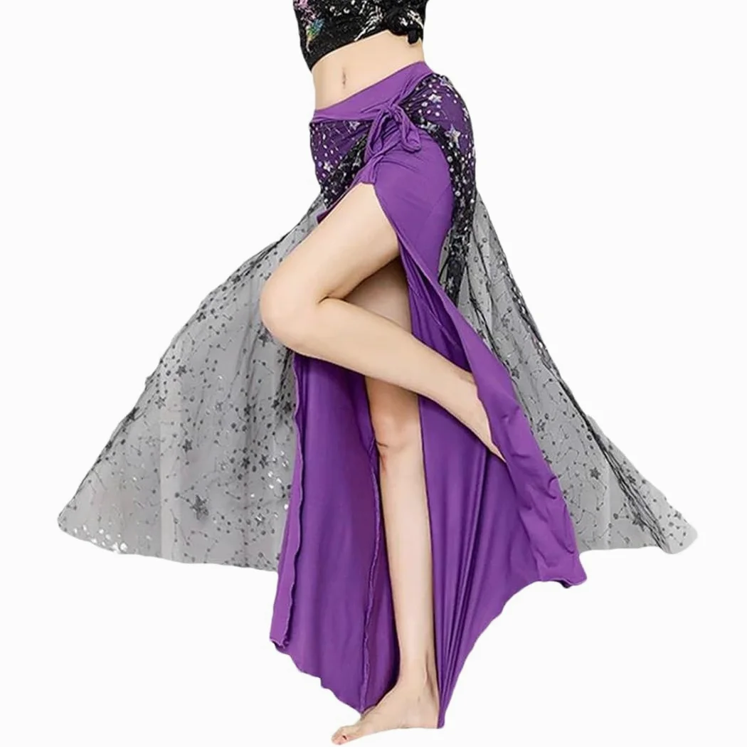 Disimlarl Falda larga de danza del vientre para mujer, falda larga de danza oriental, falda de actuación