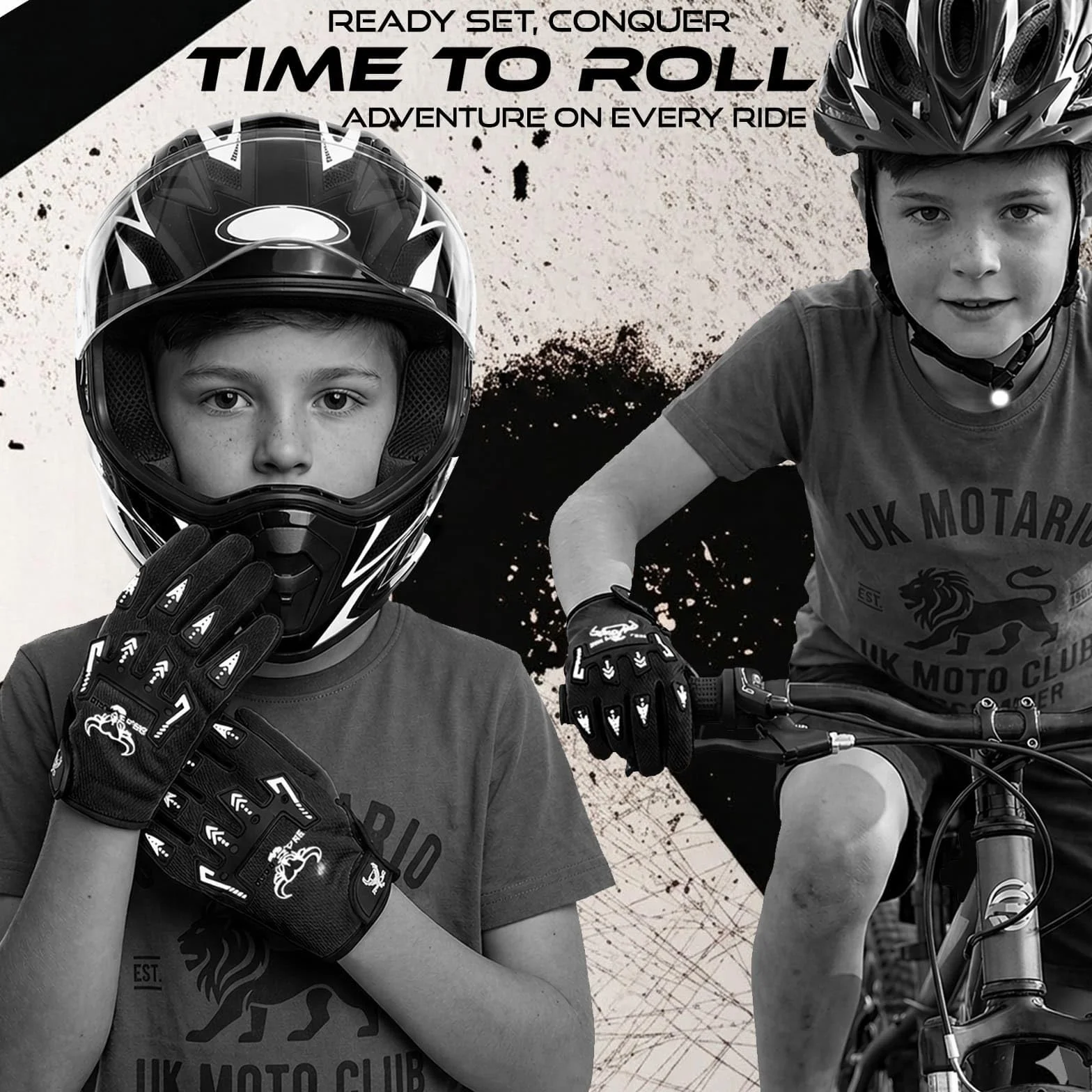 BEAST RAGE Guantes de bicicleta para niños, guantes de motocross y BMX para niños y niñas, agarre antideslizante, transpirables, ligeros, guantes de moto para niños
