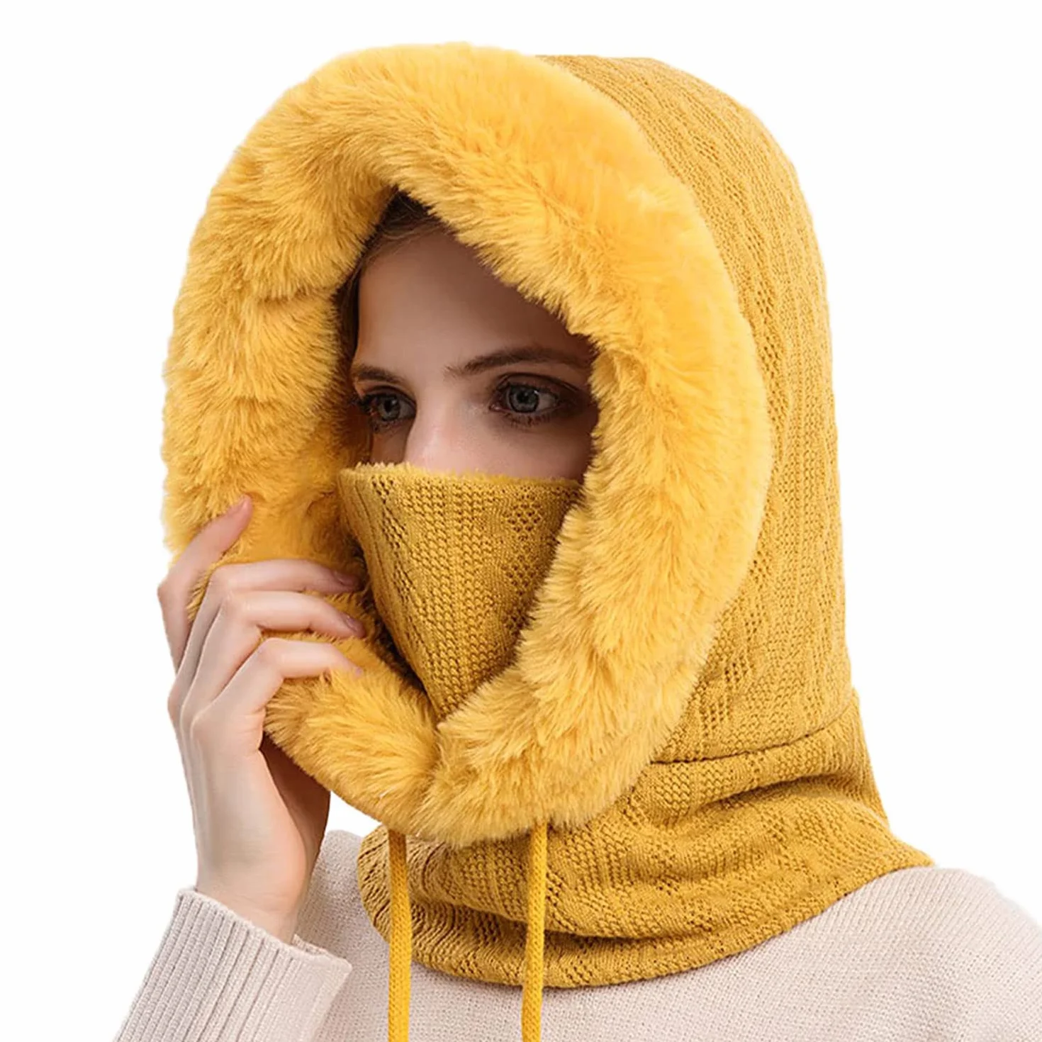 JFAN Gorro Invierno Mujer Térmico Pasamontañas Mujer Invierno Gorros Resistente Al Viento CáLido Y Suave Adecuado para Esquiar Ciclismo Talla única