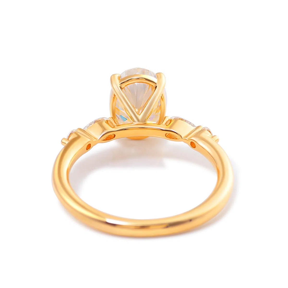 Anillos de oro 375 para mujer, anillo de boda de oro amarillo de 9 quilates, ovalado, anillos de compromiso solitario, anillo de compromiso para mujer con moissanite de 1 ct, color D, VVS1, para