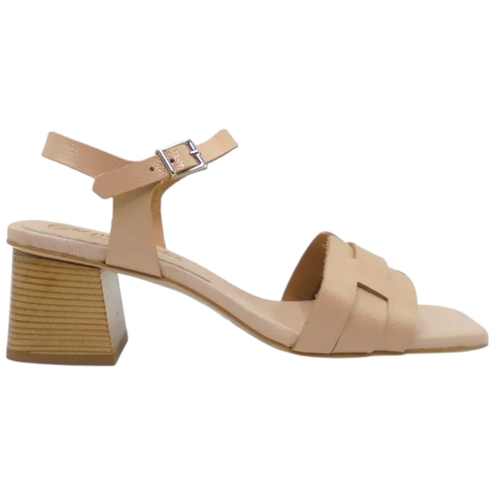 Oh! My Sandals - 5360 Sandalia de Vestir para Mujer con Tacón Medio Ancho de 5 cm, Piel Grabada y Cierre de Hebilla – Elegante y Cómoda para: Mujer
