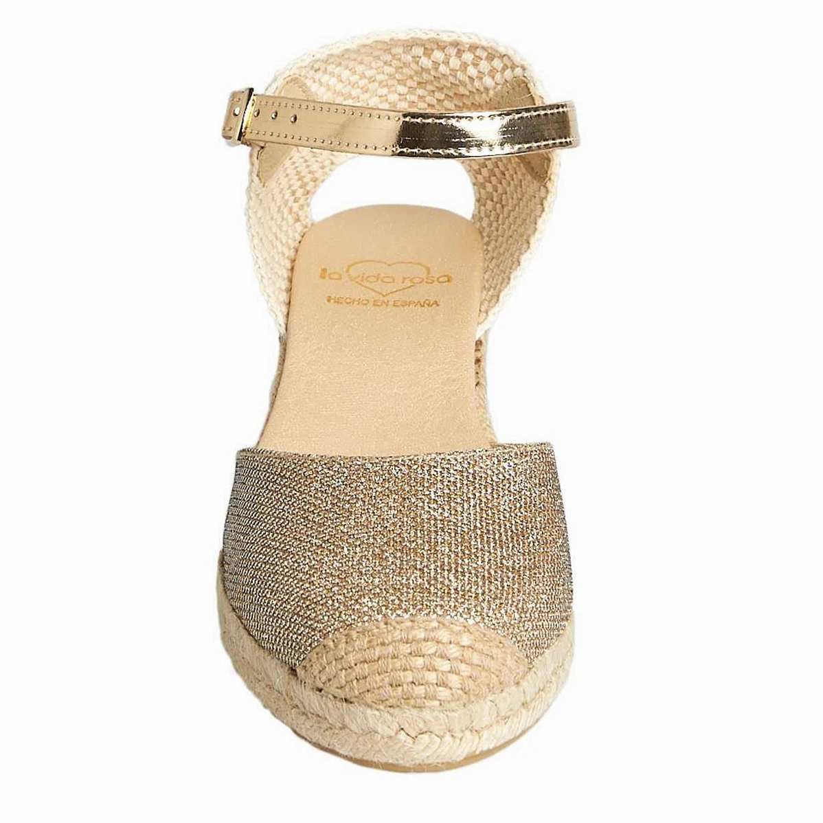 Alpargatas Cuña Cómoda Mujer Hechas en España - Sandalias Yute Natural | Plantilla Foam Acolchada, Cierre Hebilla y Tejido Técnico Transpirable - Zapatos Artesanales Cómodos para Verano y Caminar