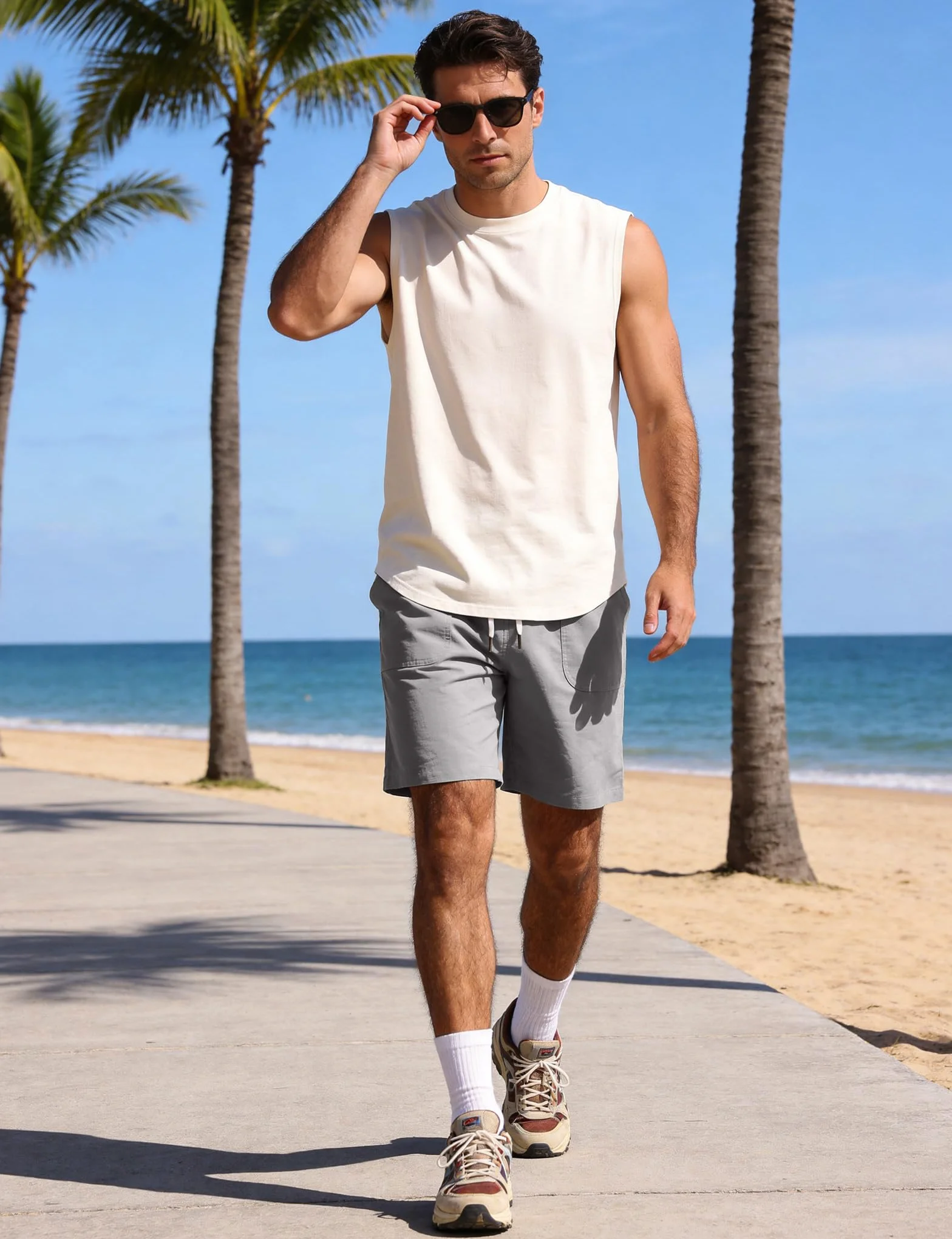 iClosam Pantalones Hombre Cortos de Lino y algodón, Estilo Veraniego, cómodos, Transpirables, Pantalones Cortos Hombre Cintura elástica y Bolsillos, Tallas M-3XL.