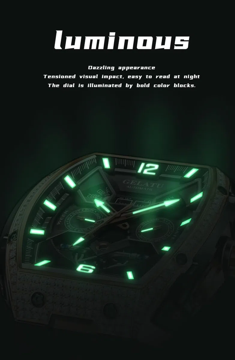 Reloj automático para hombre, diseño de esqueleto mecánico, cristal de zafiro impermeable