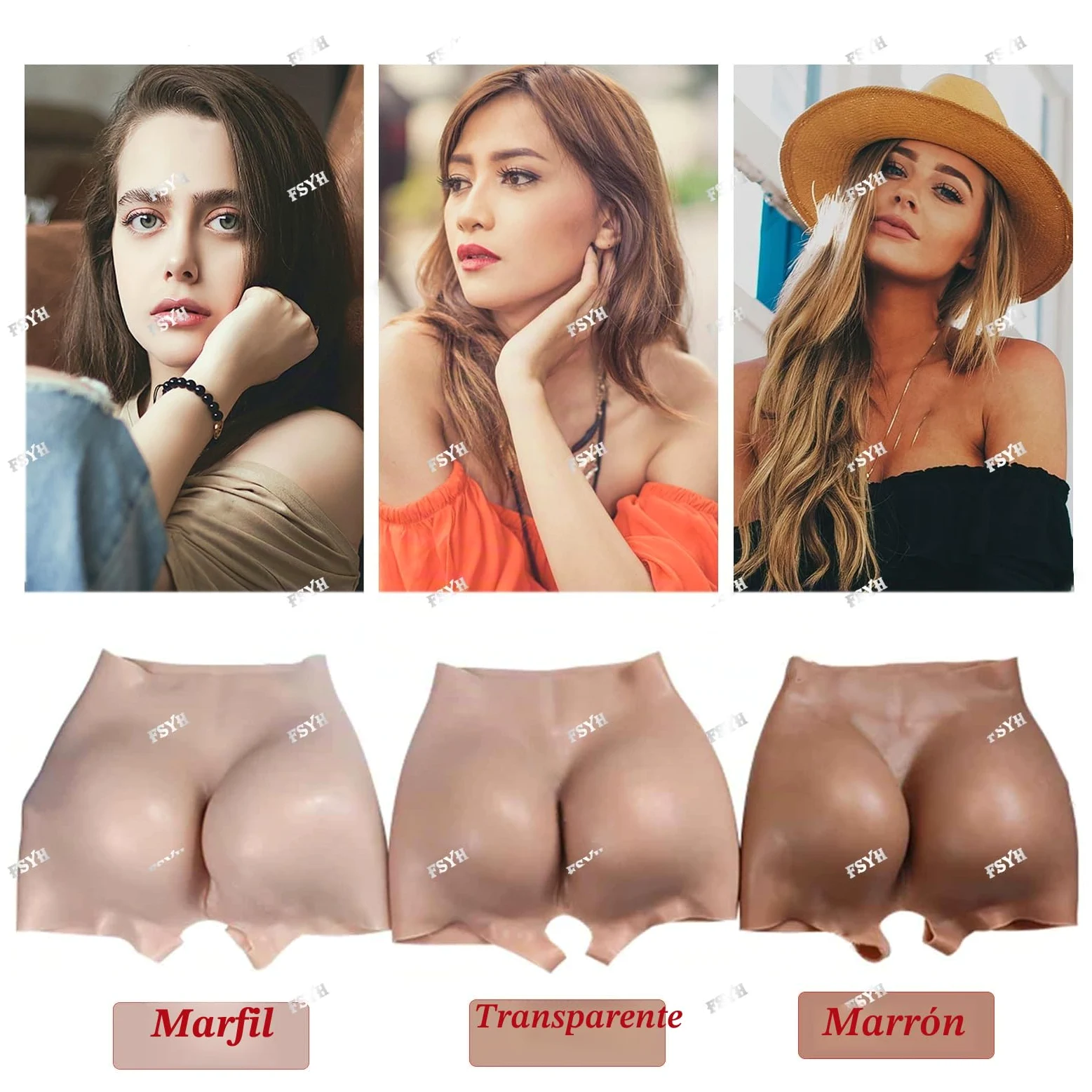 FSYH Pantalones de Silicona Falso Trasero Cadera realzador Shapewear Bragas Push up Panty para Las Mujeres transgénero Drag Queens